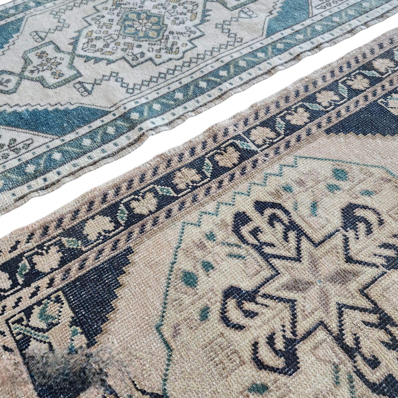 1970s Oushak Wool Small Hand Knotted Turkish Rug   A Pair photo vinterior