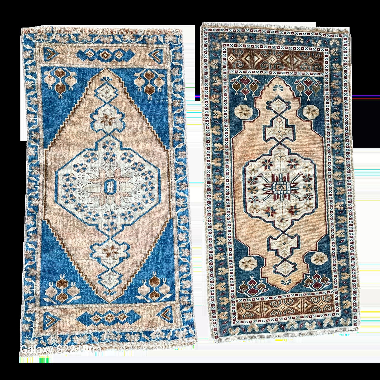 Small Traditional Oriental Style Turkish Rug Set Of 2