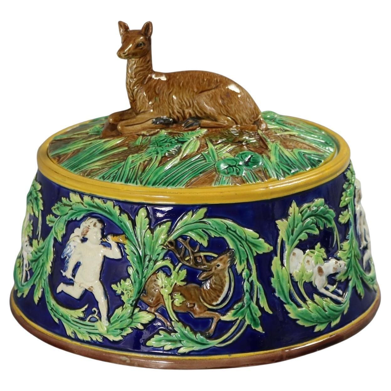 George Jones Majolica Deer Game Pie Dish And Liner