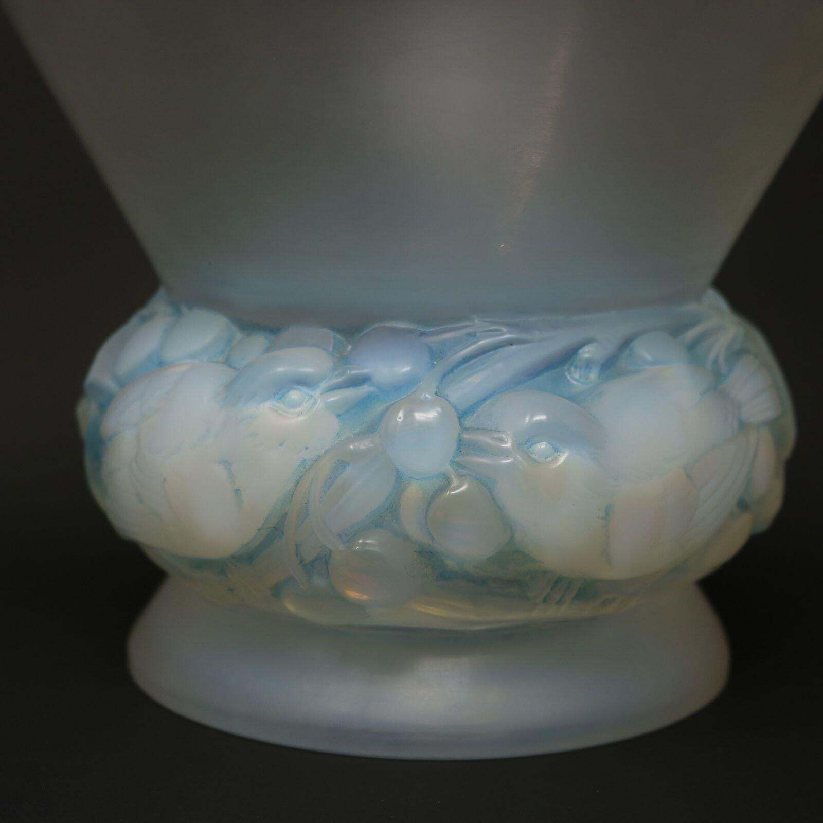 Rene Lalique Opalescent Glass 'Pinsons' Vase photo for sale