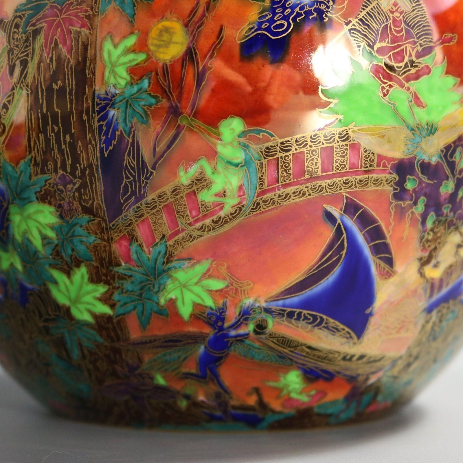 photo vinterior Wedgwood Flame Fairyland Lustre 'Fairy Slide' Covered Vase