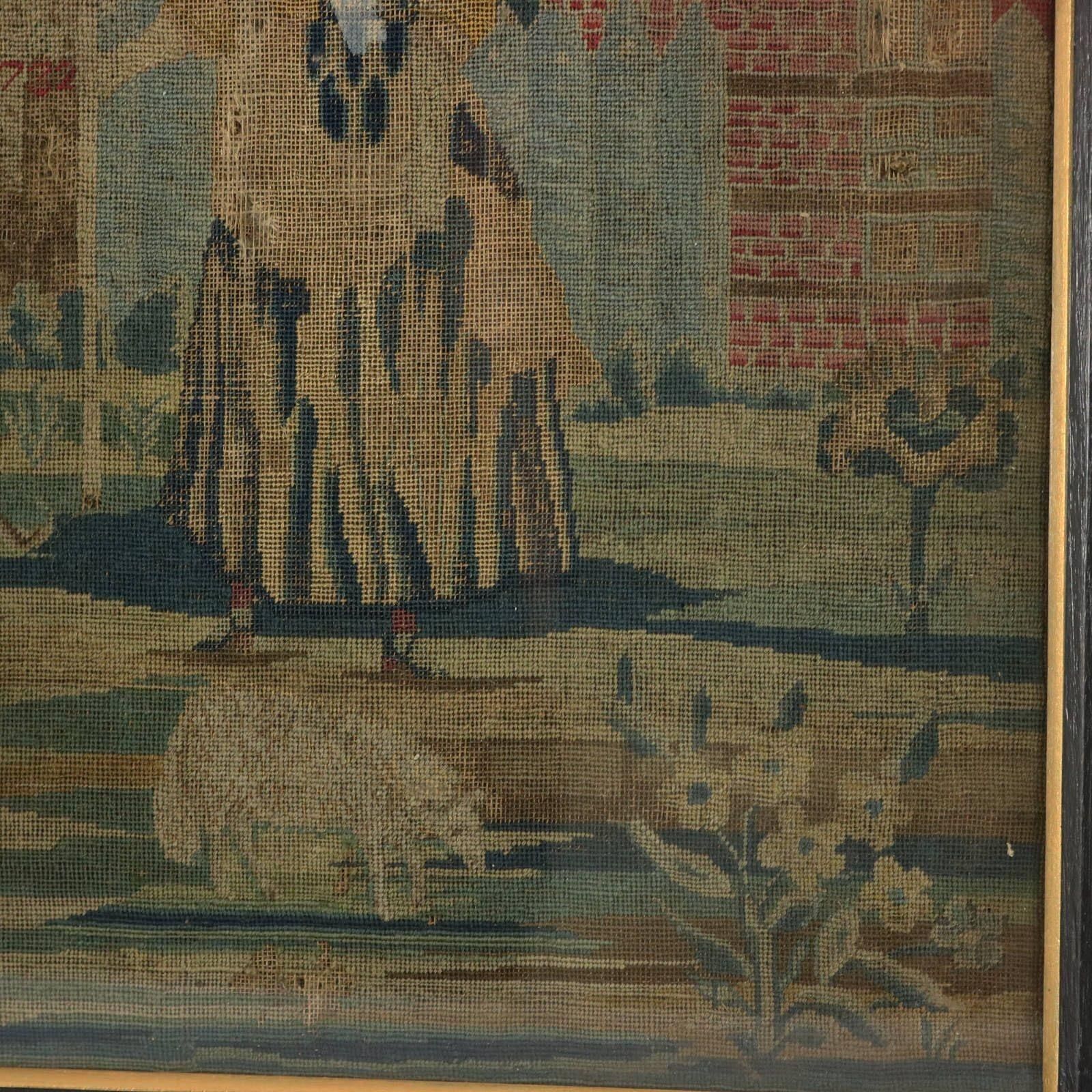 18th Century, 1732 Petit Point Embroidery Picture Of Lady & Gent photo 2468.0