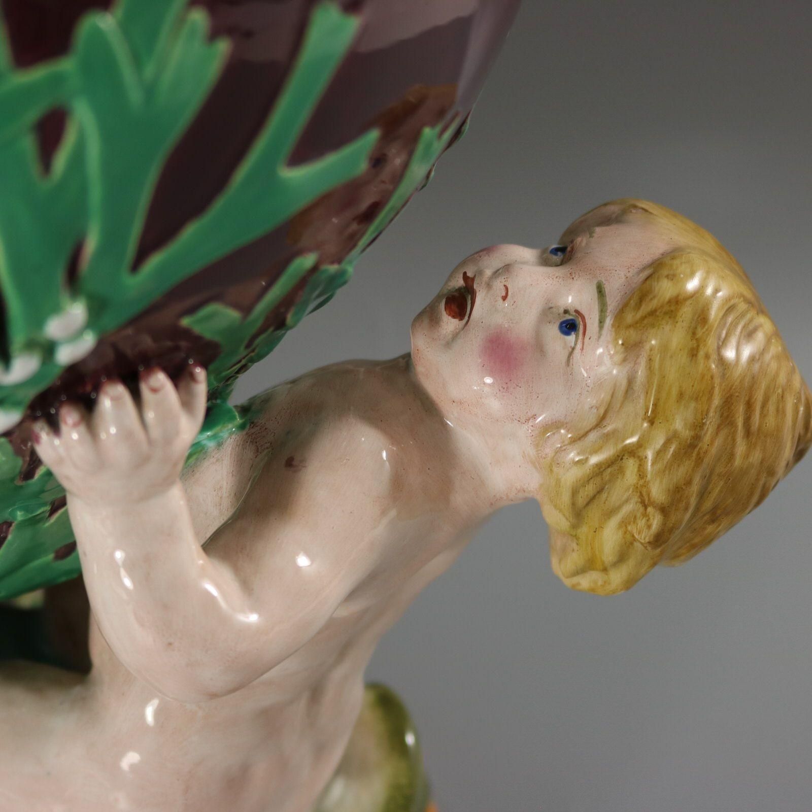 Minton Majolica Marine Vase With Merboys photo vintage