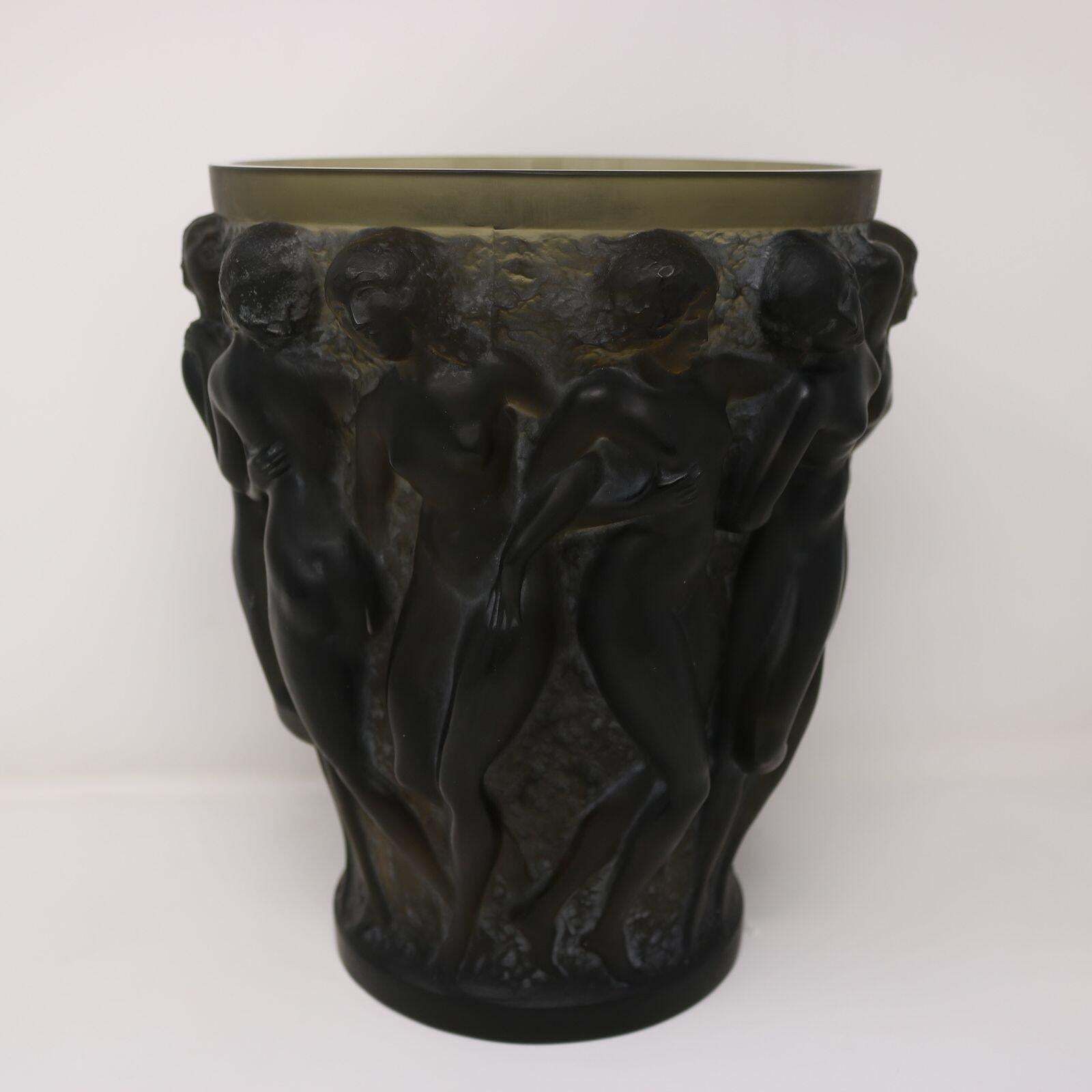 Rene Lalique Topaz Glass Bacchantes Vase photo 23020.0