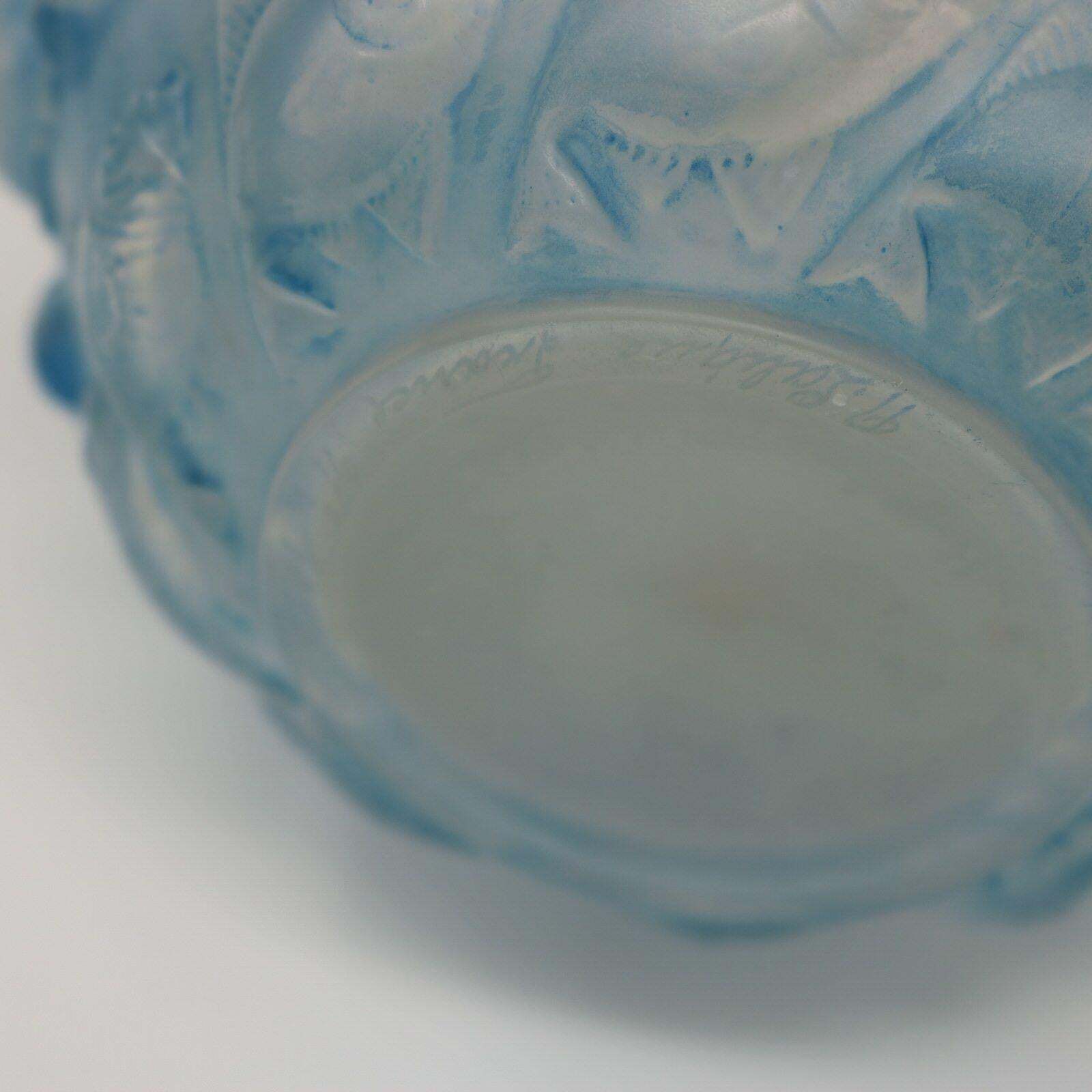 Rene Lalique Opalescent Glass Blue Stain 'Camaret' Vase photo buy