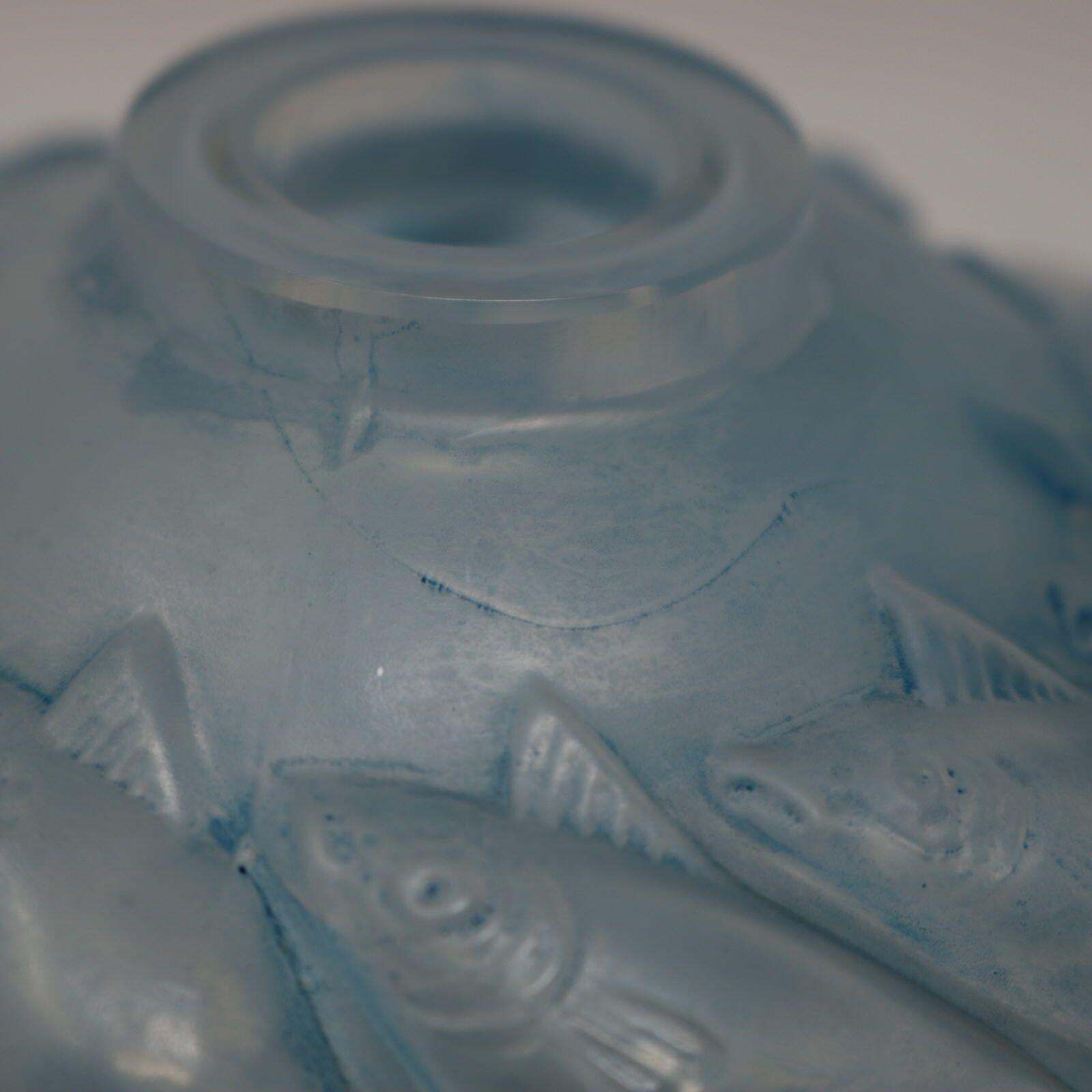 photo furniture Rene Lalique Opalescent Glass Blue Stain 'Camaret' Vase