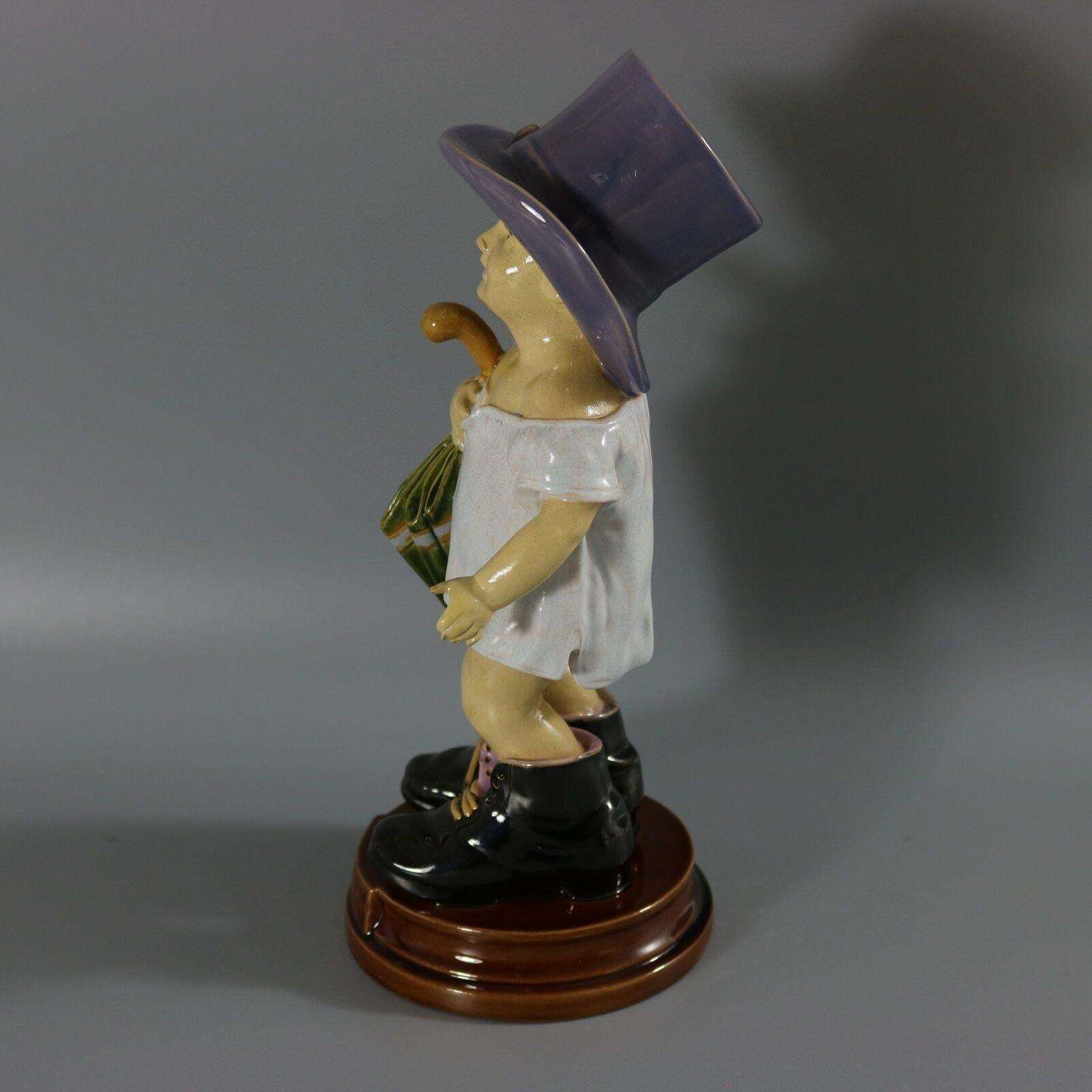 Brownfield Majolica Figure Of A Child, Titled Papa photo Home Decor