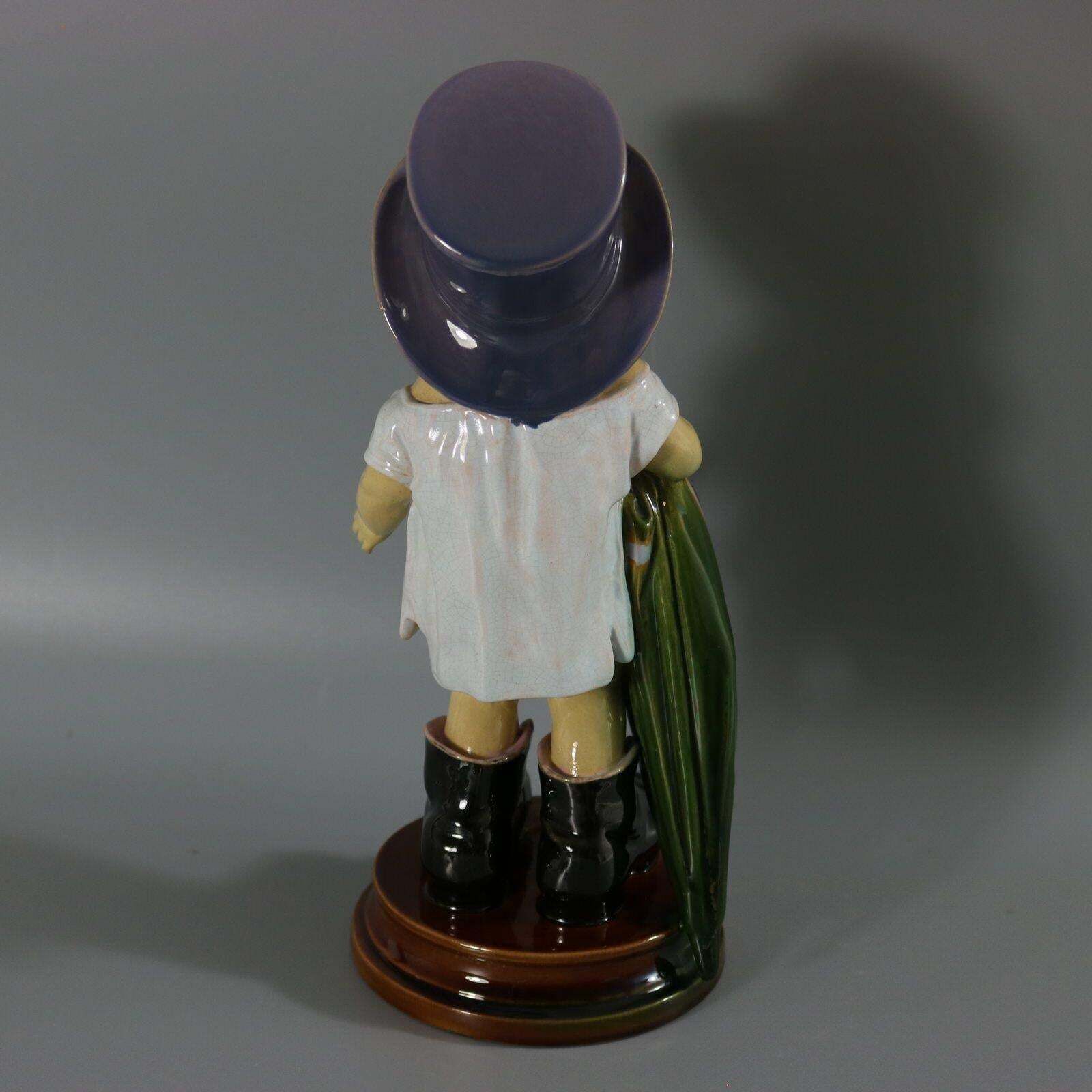 Brownfield Majolica Figure Of A Child, Titled Papa photo vinterior