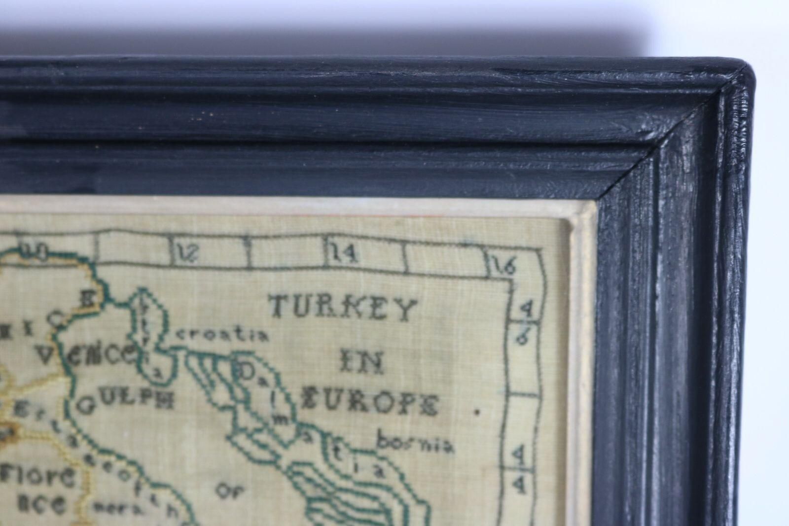 Rare Set Of 3 Map Samplers By A Charles. Italy, Spain & France photo vinterior