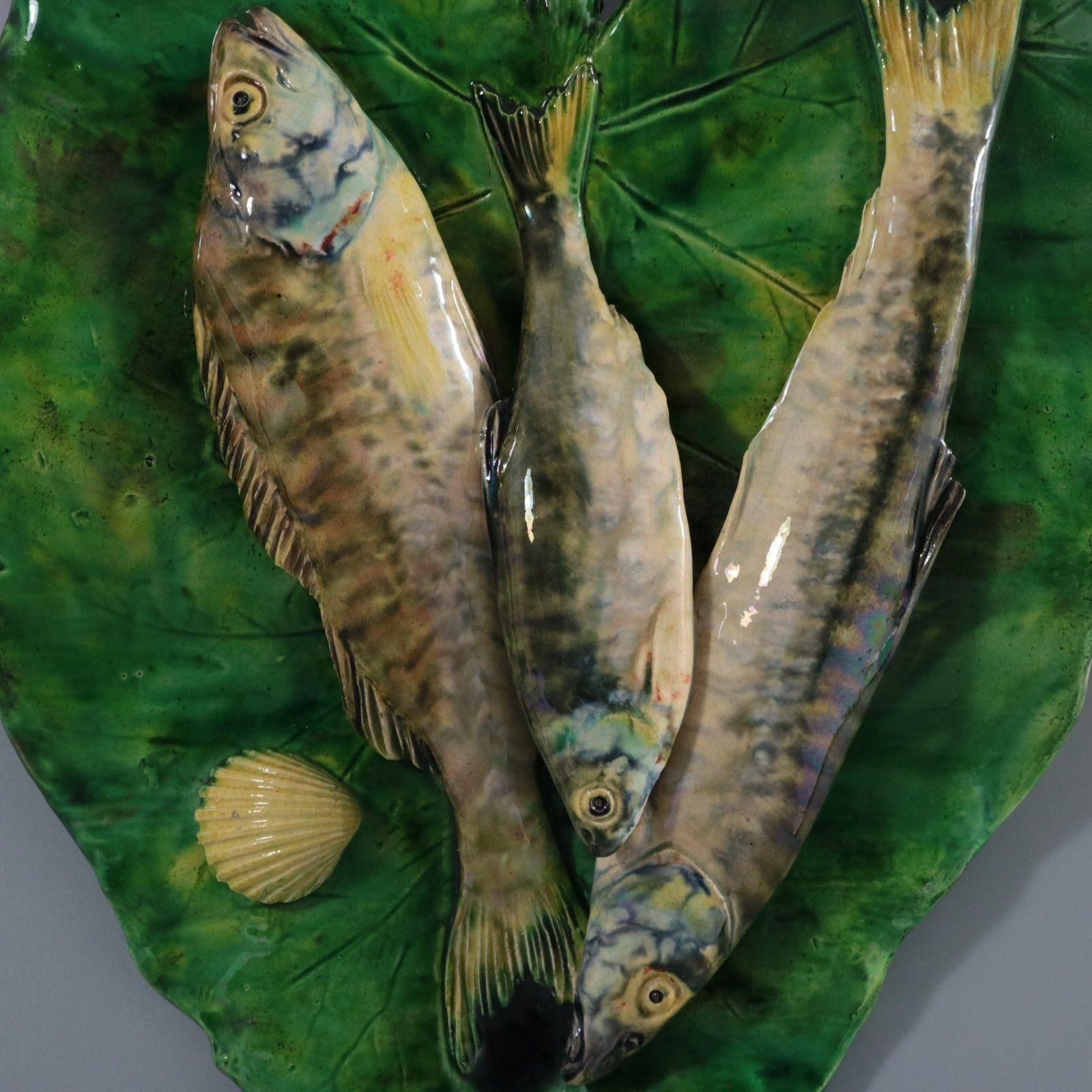 Alfred Renoleau Palissy Majolica Fish Wall Plaque photo furniture