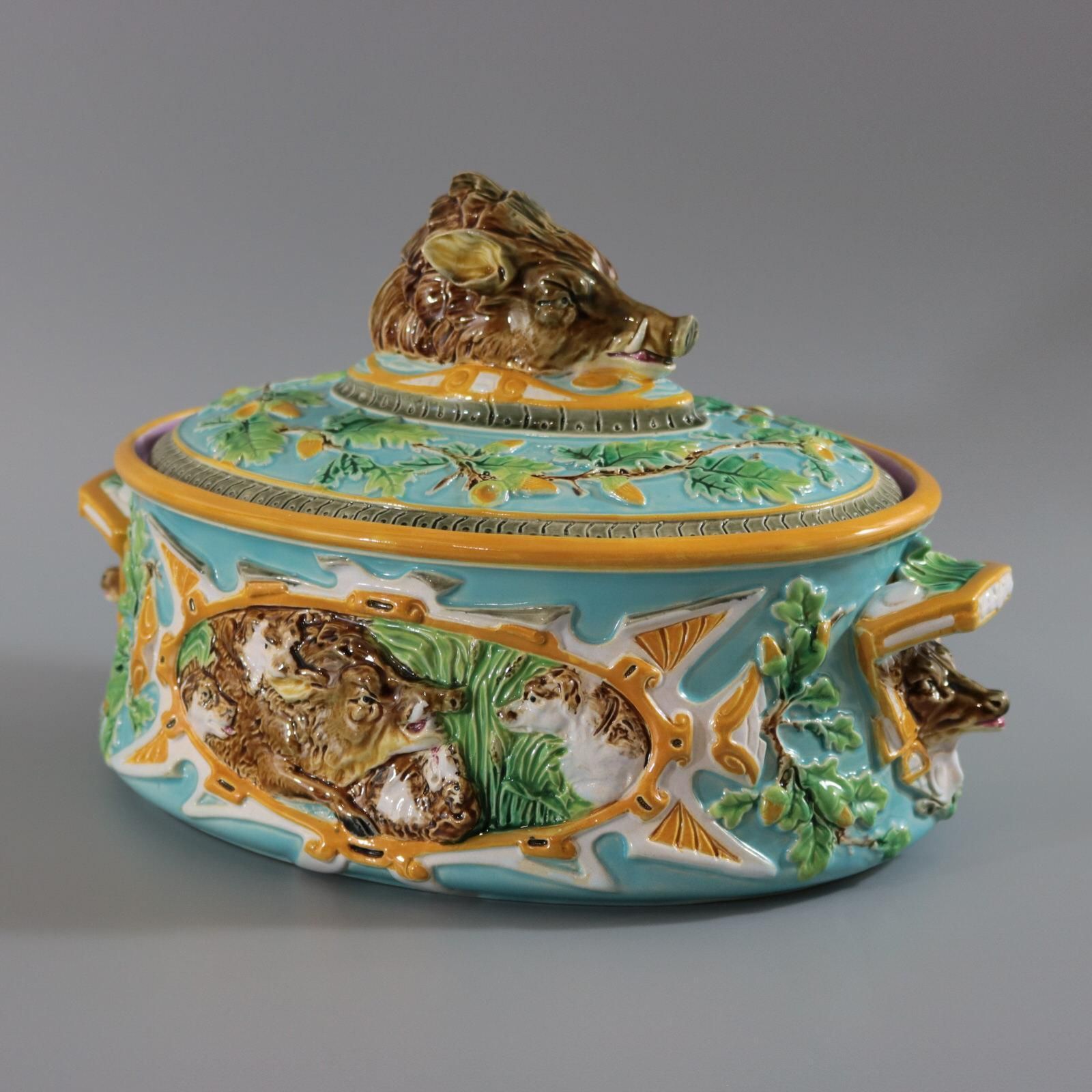 George Jones Majolica Wild Boar Game Pie Dish photo furniture