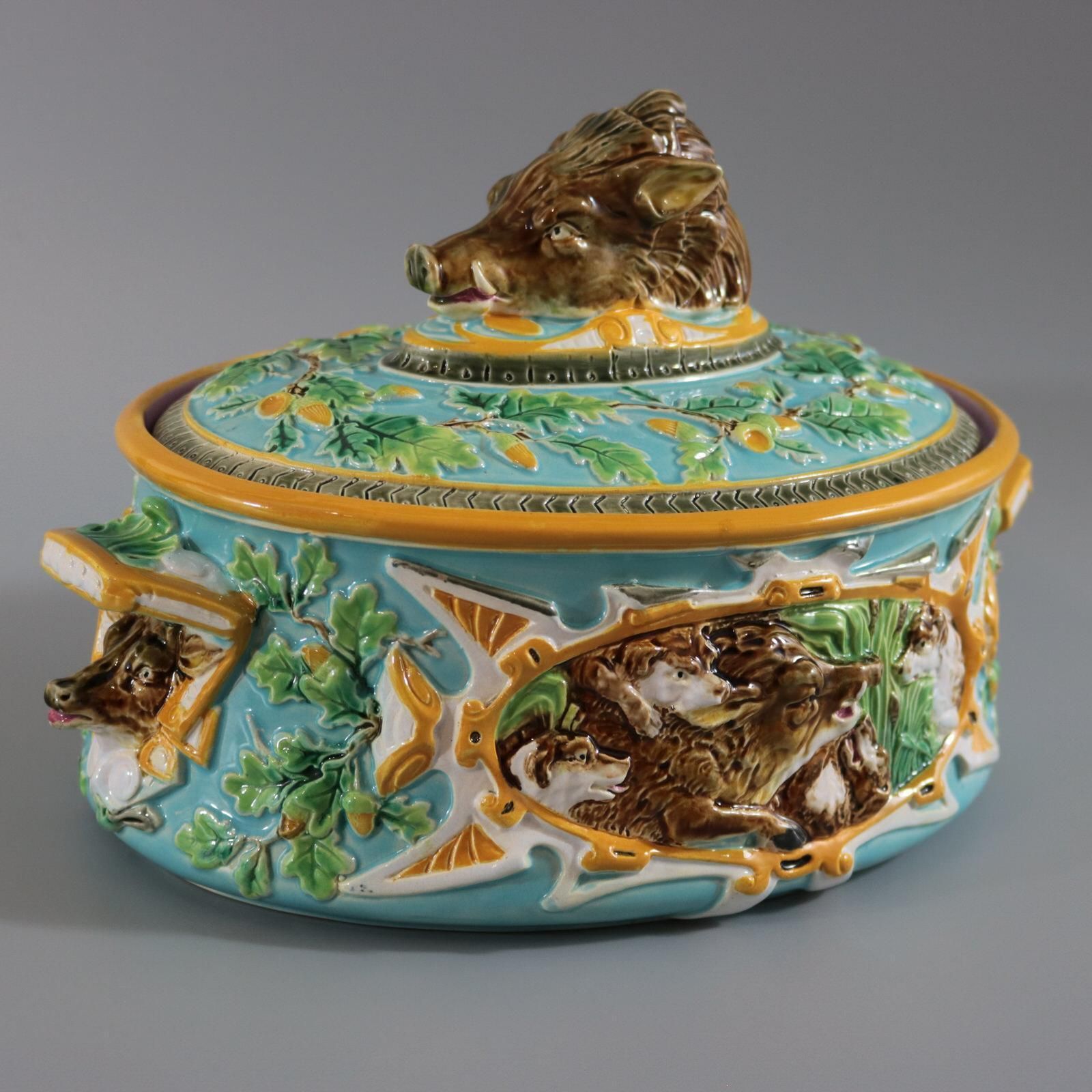 George Jones Majolica Wild Boar Game Pie Dish photo Home Decor