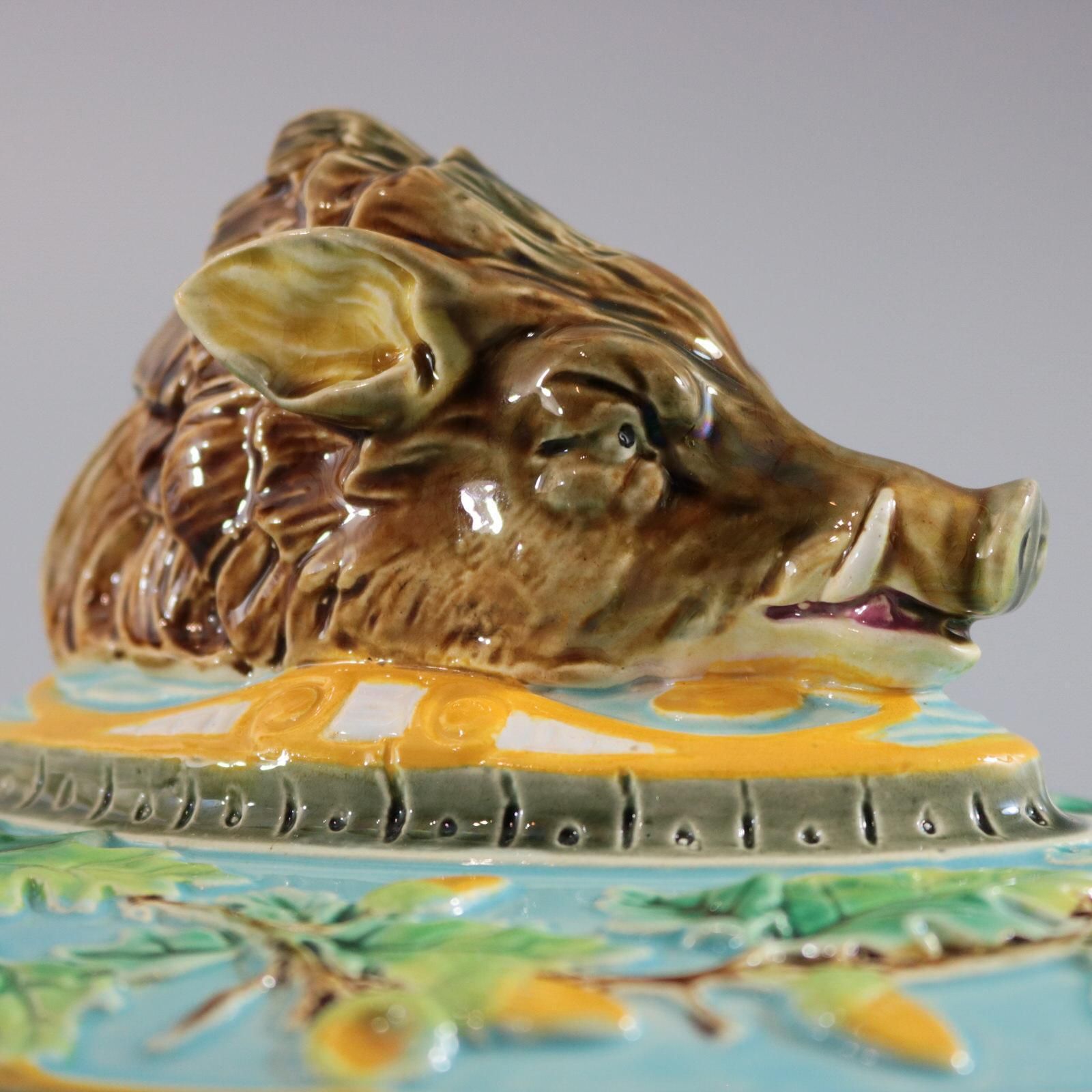 Home Decor George Jones Majolica Wild Boar Game Pie Dish photo