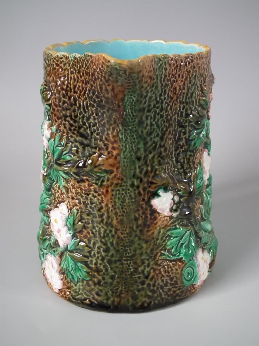 Victorian George Jones Majolica Rustic Blossom Pitcher photo vinterior