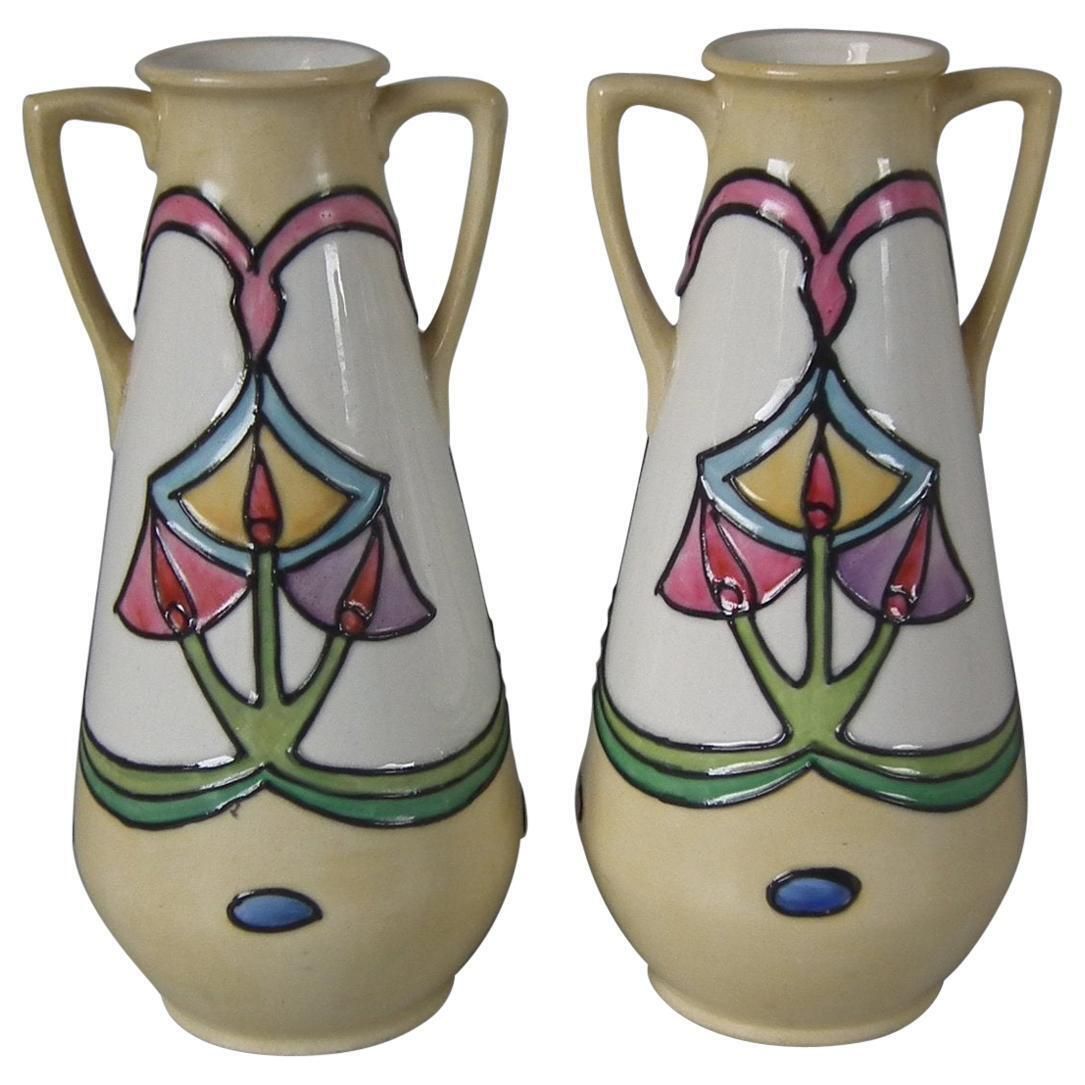 Pair Of Minton Secessionist No.12 Two Handled Vases