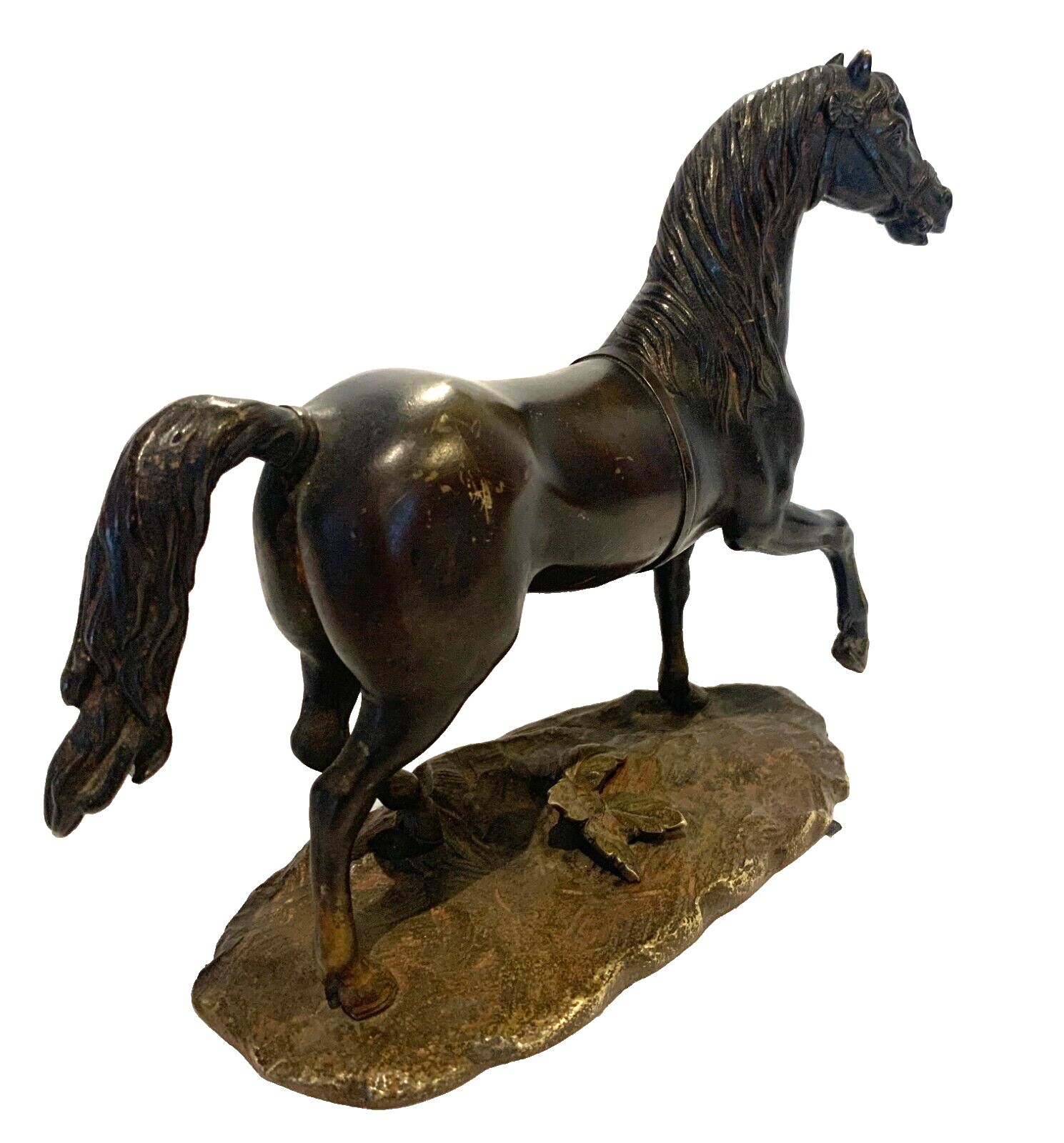 Bronze Group Horse On Base With Brown Patina 20th Century photo furniture