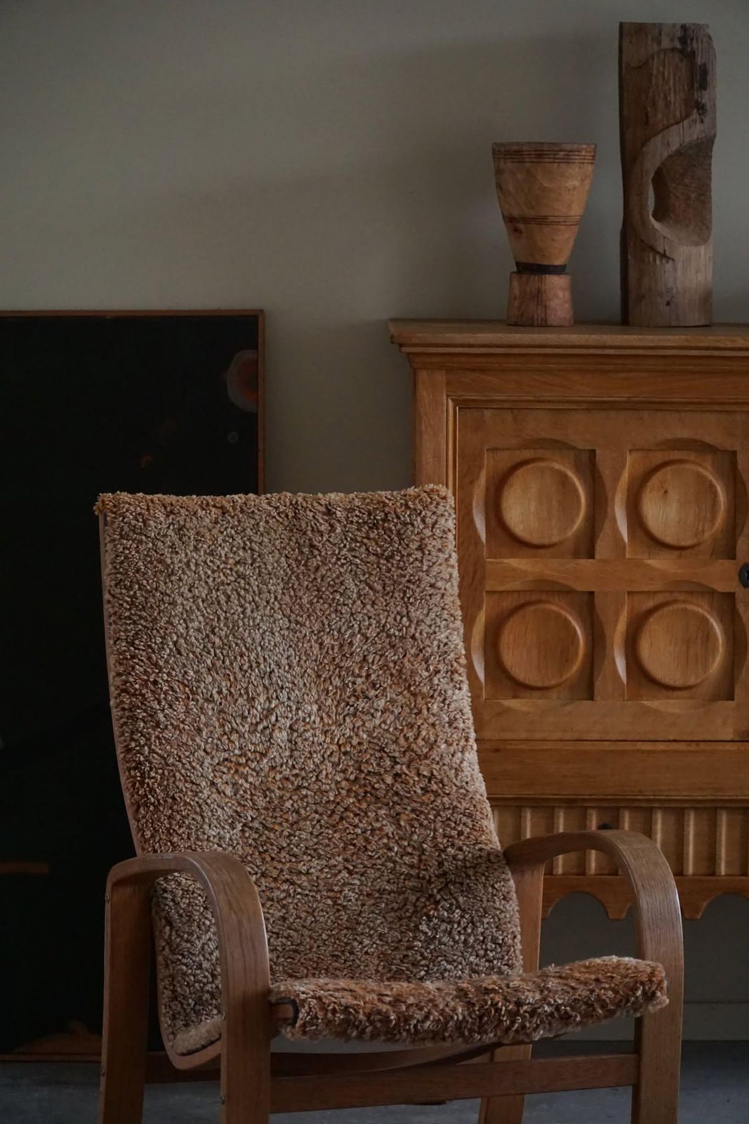Swedish Mid Century Modern, Highback Armchair In Oak & Lambswool, 1960s photo Furniture