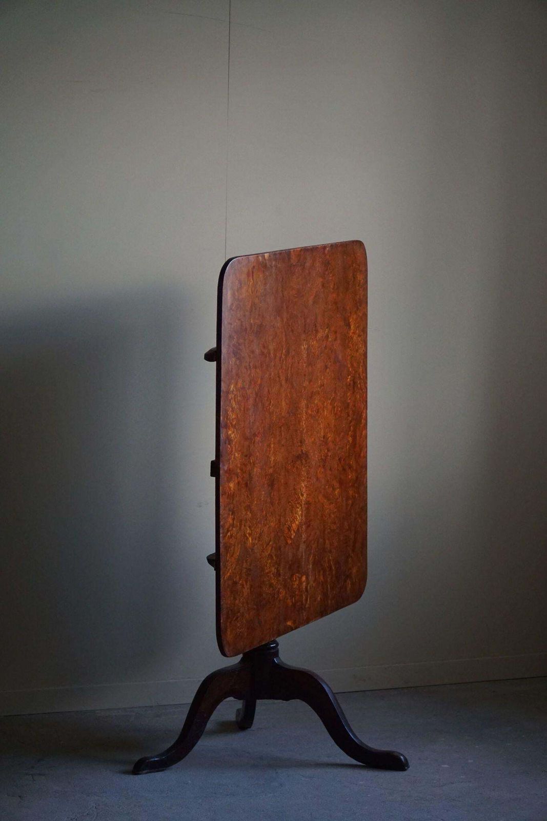 Antique Square Folding Table In Burl Wood, Handcrafted In Sweden, 19th Century photo for sale