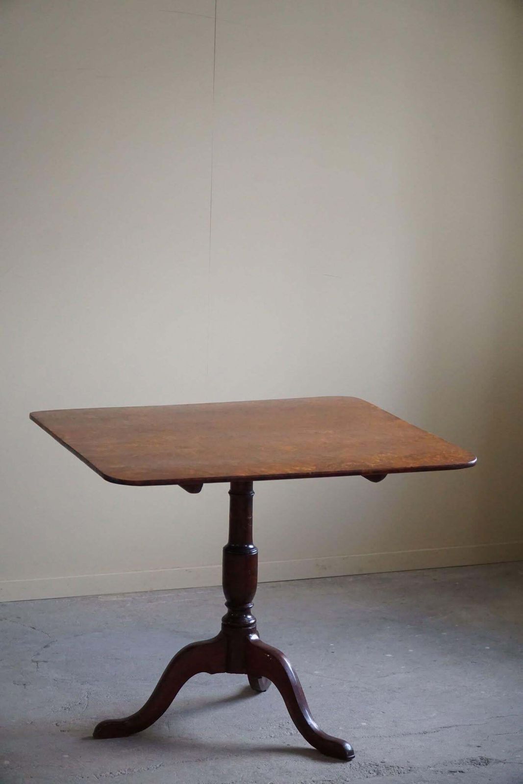 Antique Square Folding Table In Burl Wood, Handcrafted In Sweden, 19th Century photo buy