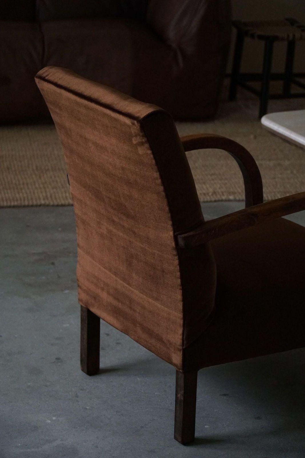 Fritz Hansen, Pair Of Danish Curved Art Deco Lounge Chairs, Reupholstered, 1940s photo vintage
