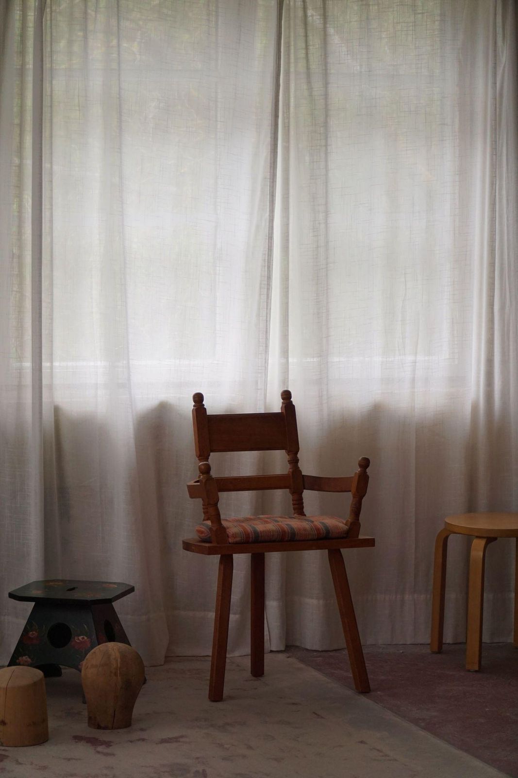 Hand Crafted Tripod Armchairs In Oak, By A Danish Cabinetmaker, Folk Art, 1930s photo vintage