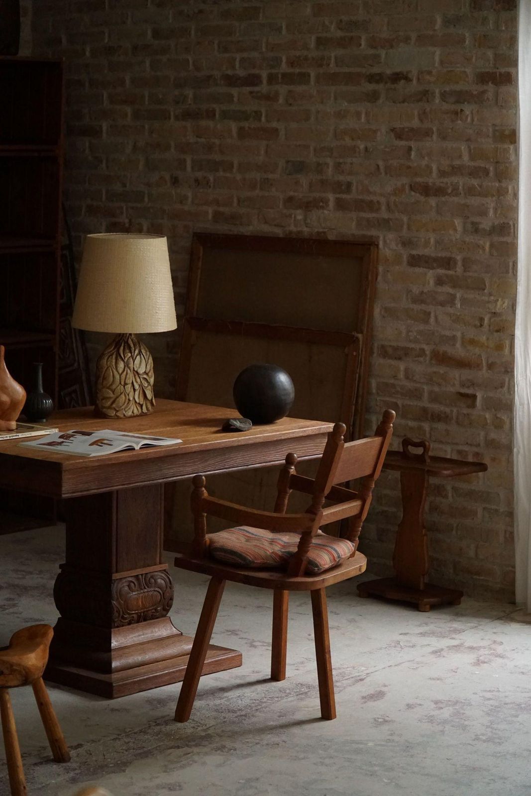photo furniture Hand Crafted Tripod Armchairs In Oak, By A Danish Cabinetmaker, Folk Art, 1930s