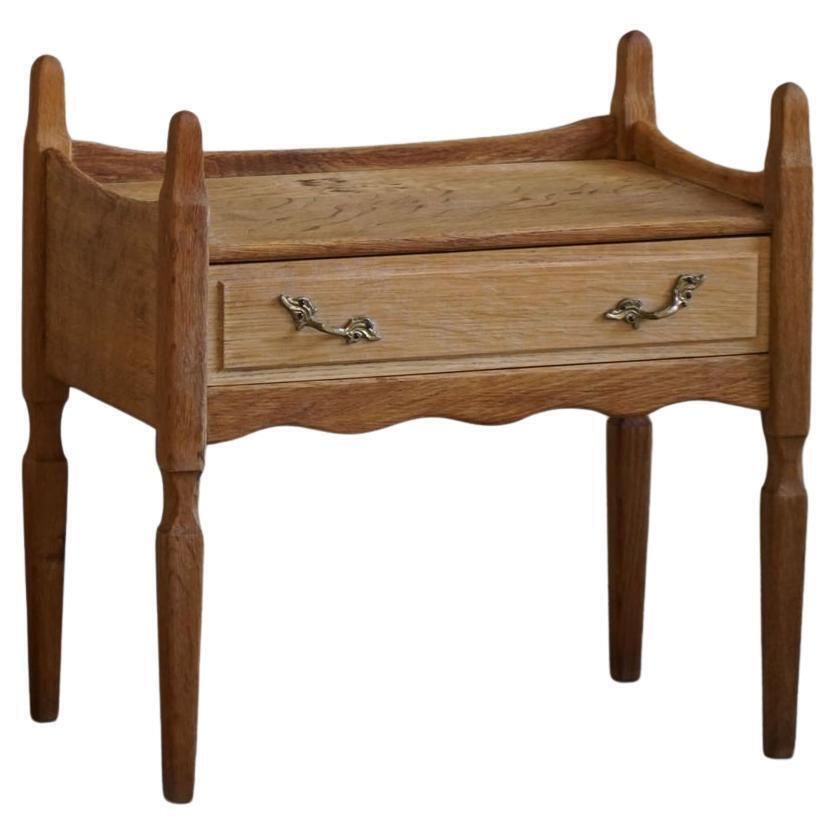 Henning Kjærnulf, Night Stand In Oak, Danish Modern, "Razorblade", 1960s