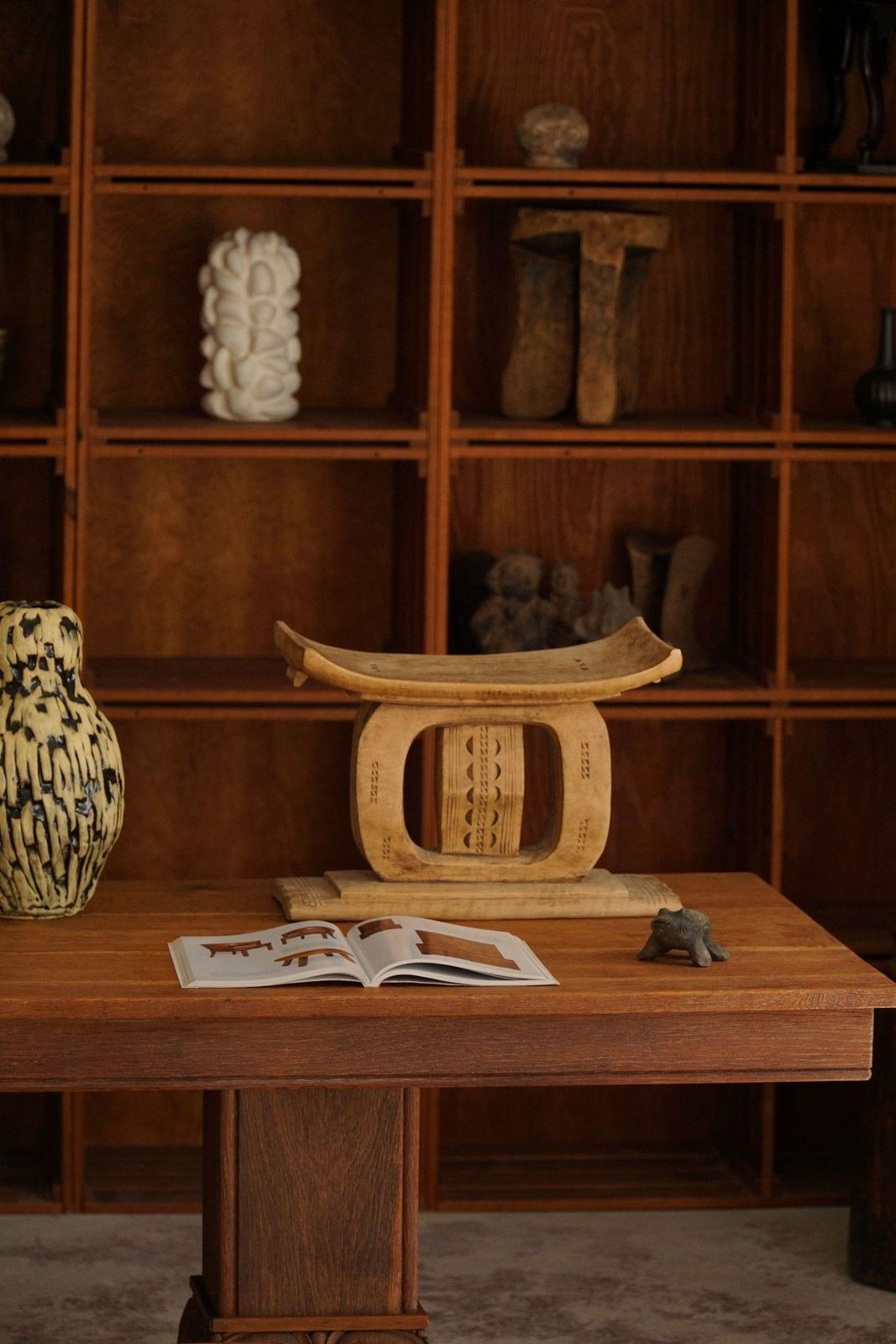 Ashanti Stool, West African Hand Carved Hardwood Stool, Wabi Sabi, 20th Century photo for sale