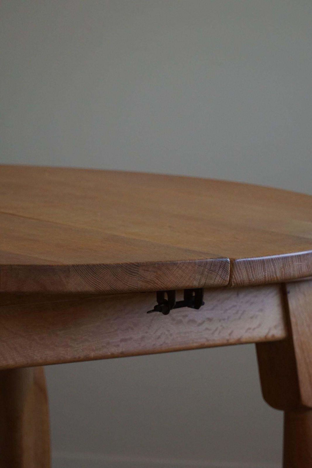 photo for sale Round Brutalist Dining Table In Oak, Mid Century Modern, Made In France, 1960s
