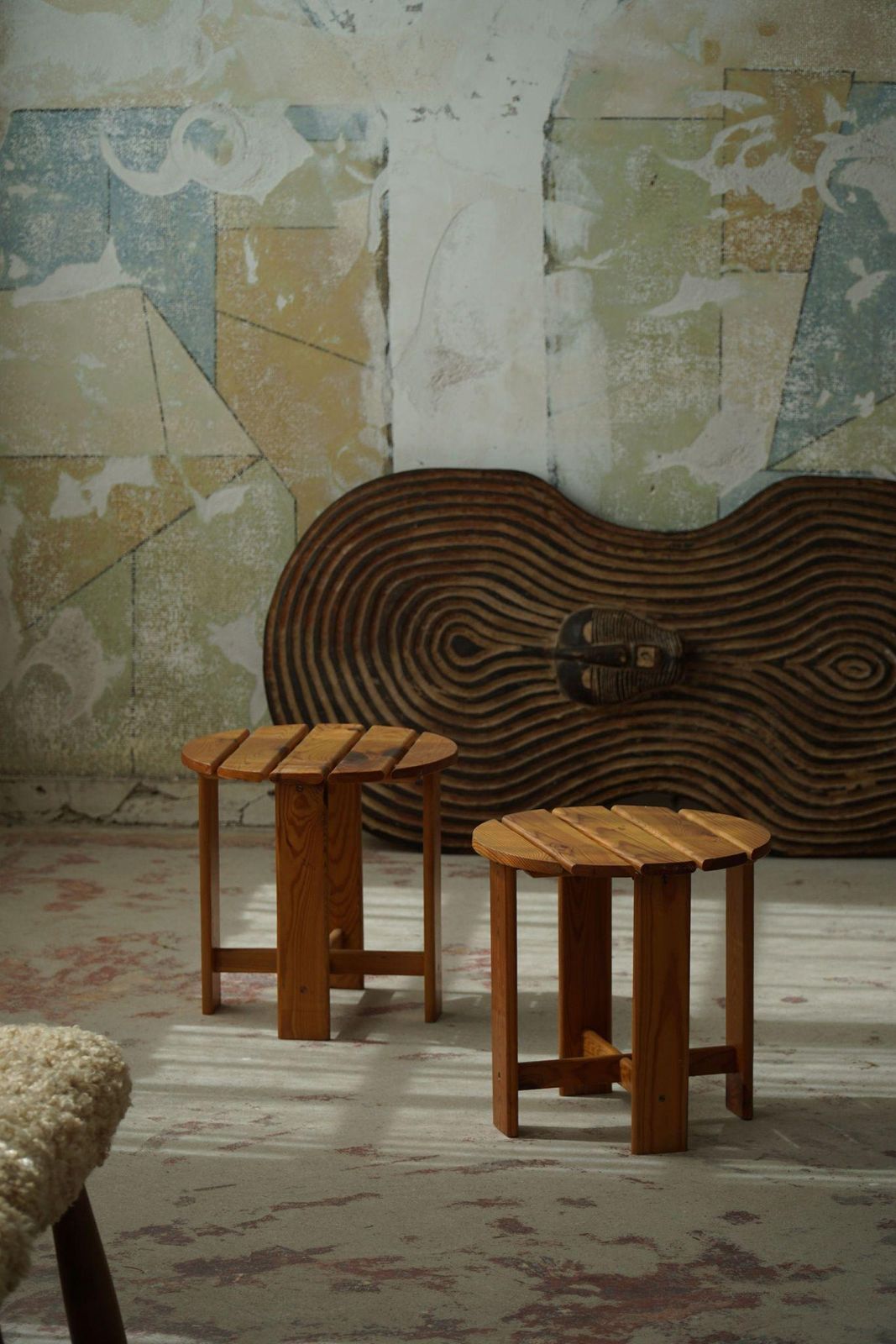 Pair Of Stools In Pine, By A Swedish Cabinetmaker, Mid Century Modern, 1960s photo furniture
