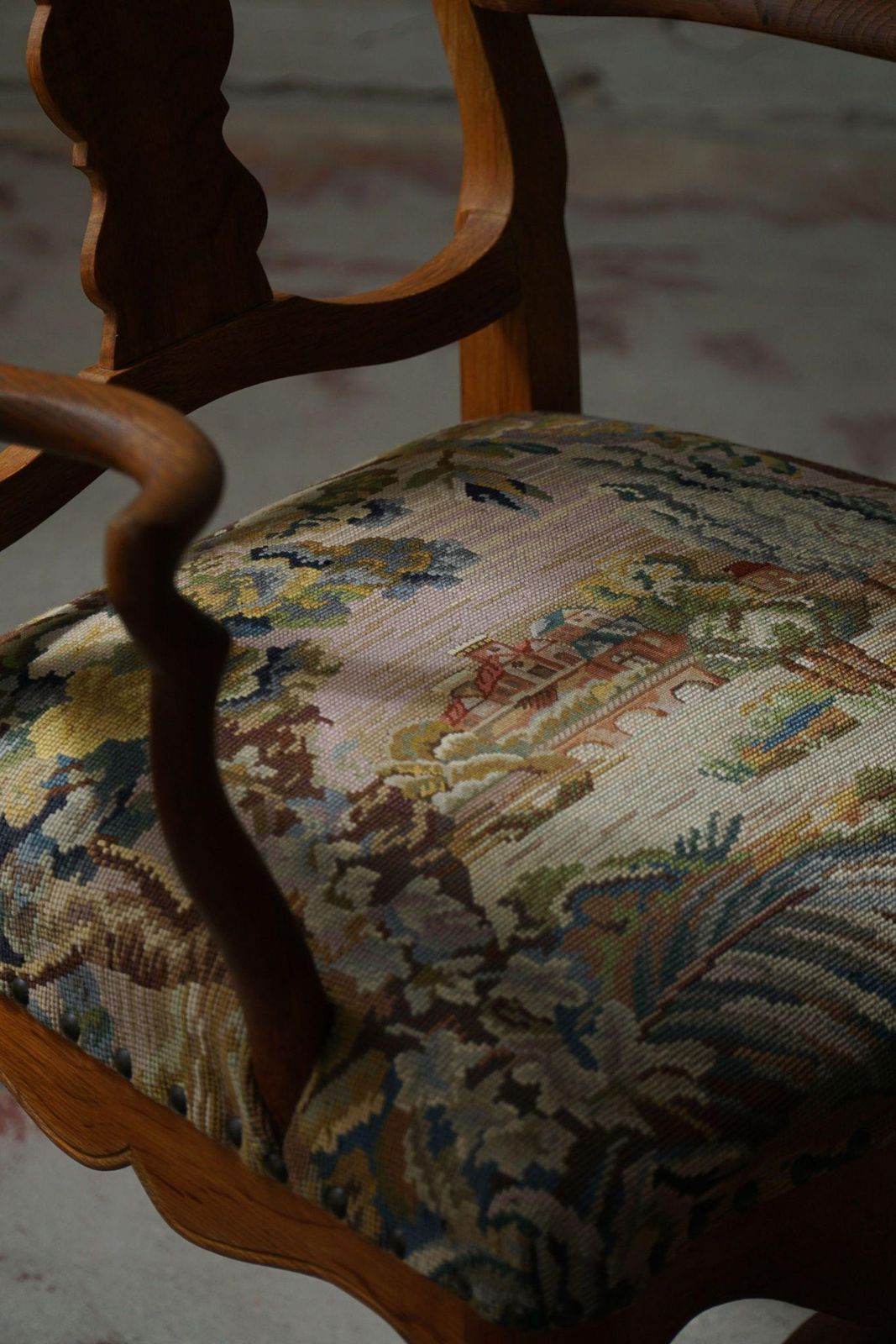 photo for sale Classic Baroque Style Armchair In Oak, Made By A Danish Cabinetmaker, 1930s