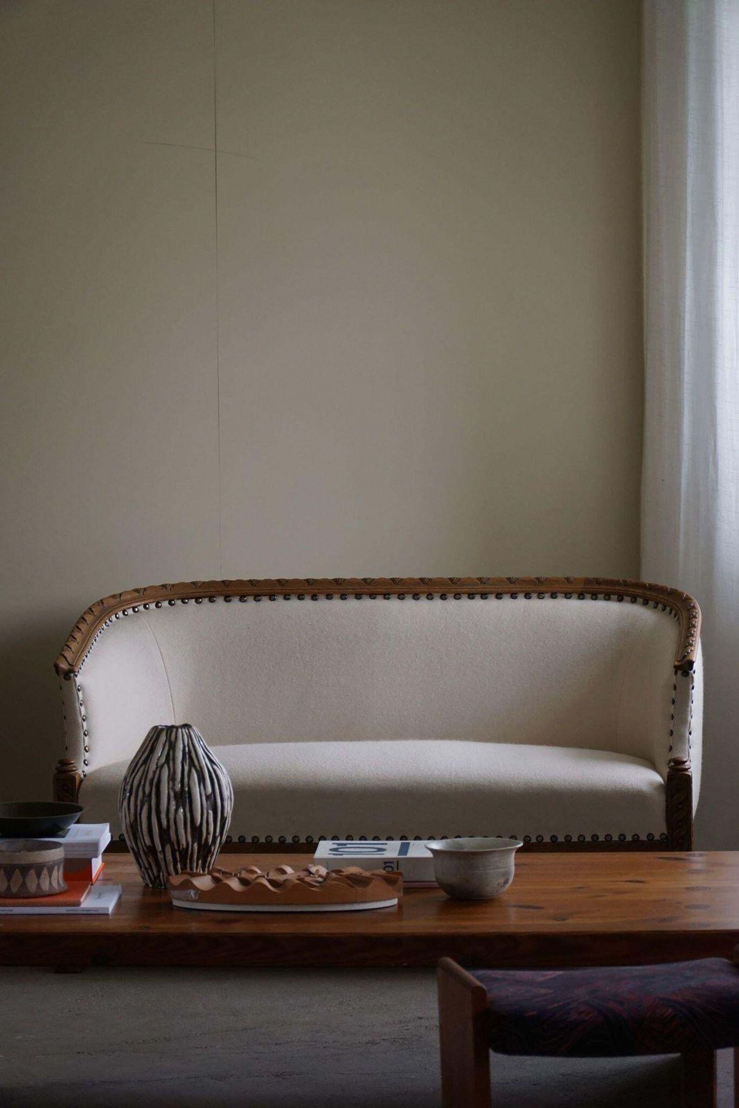 4198.0 Sculptural 2 Seater Sofa In Oak & Wool, Danish "Skønvirke" Style, 1920s photo