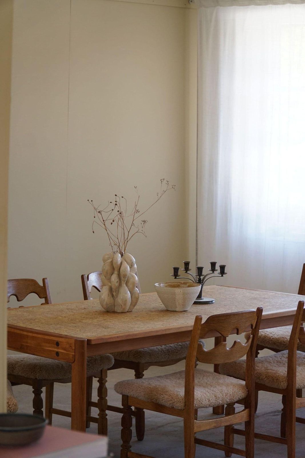 3068.0 Jørgen Bækmark, Dining Table In Oak & Cork, Danish Mid Century Modern, 1960s photo