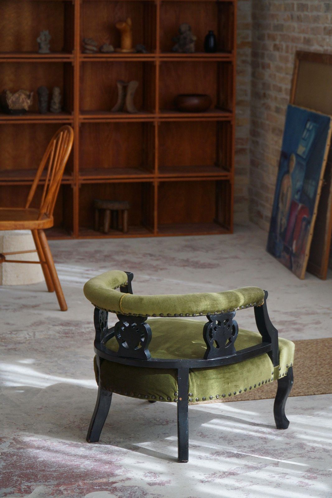 Decorative English Victorian Chair, Velvet & Wood, Late 19th Century photo for sale
