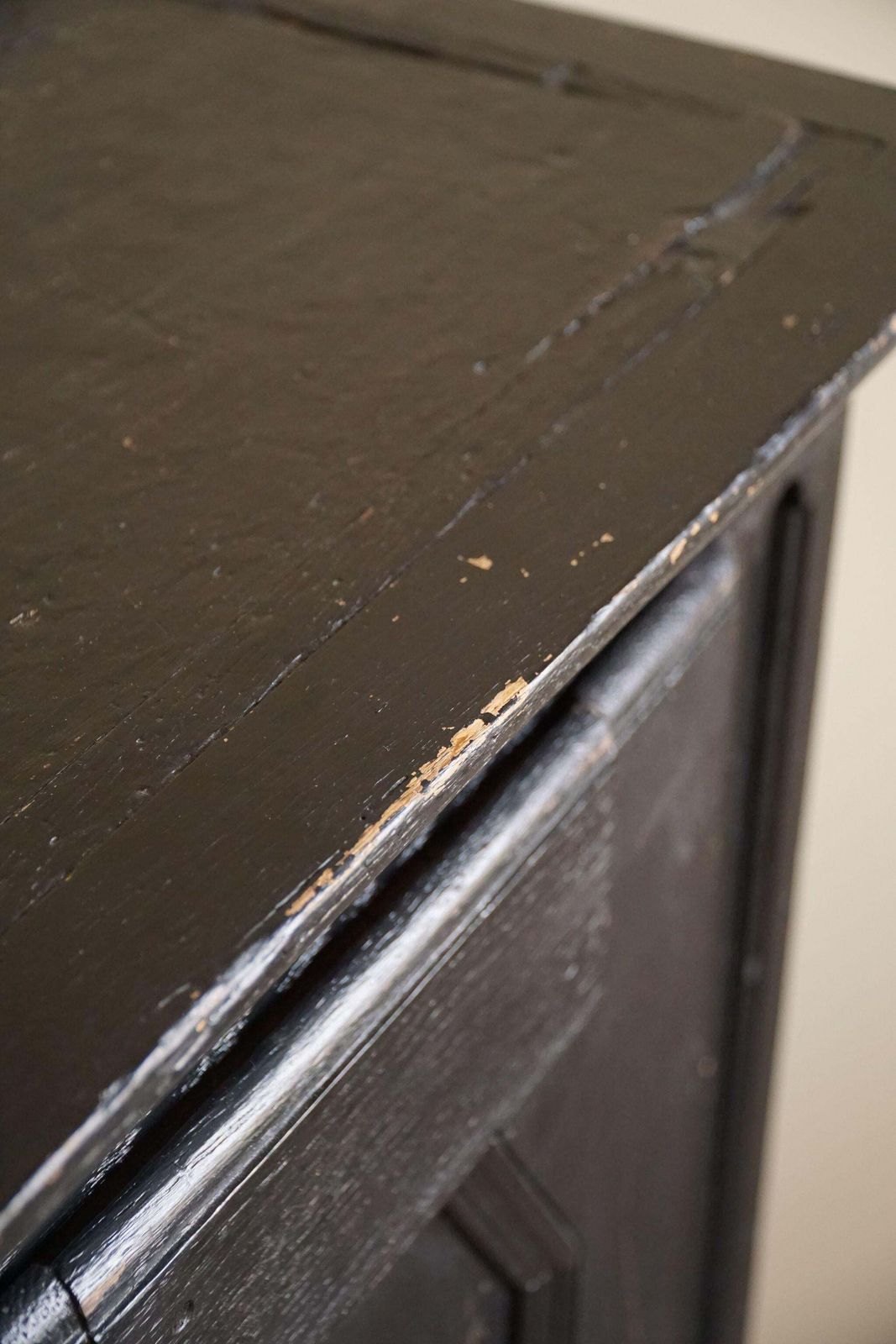 18th Century, Antique Black Painted Cabinet By A Danish Cabinetmaker, Baroque photo vintage
