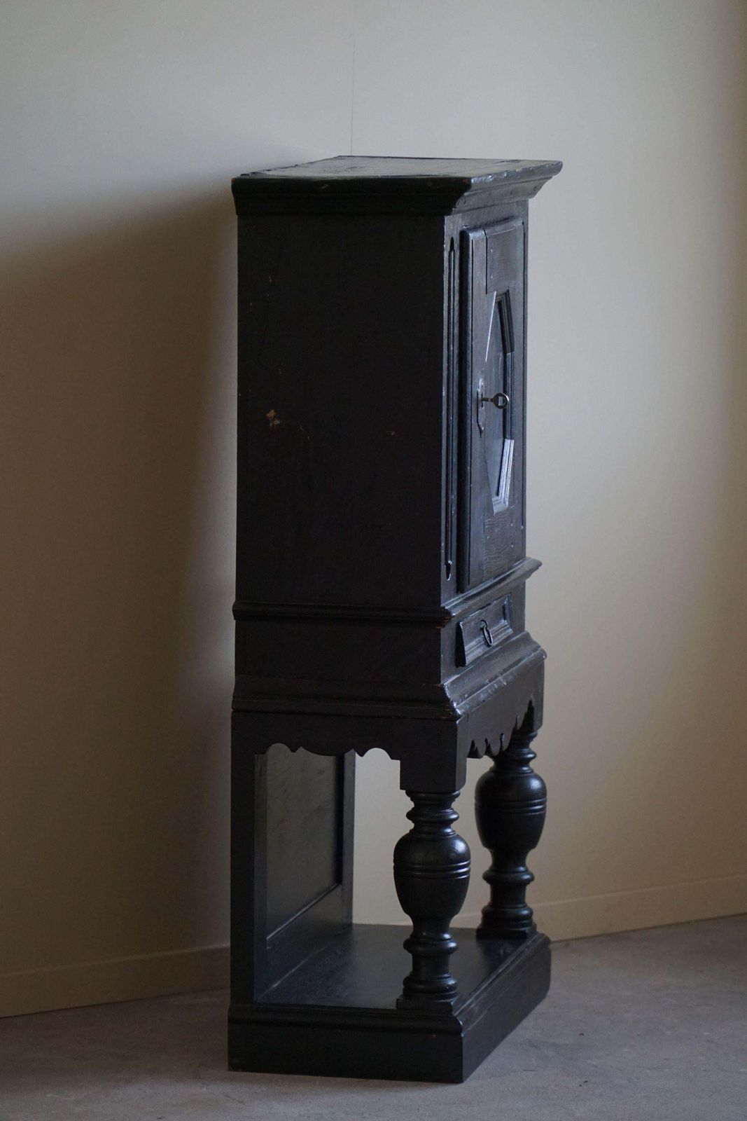 photo for sale 18th Century, Antique Black Painted Cabinet By A Danish Cabinetmaker, Baroque