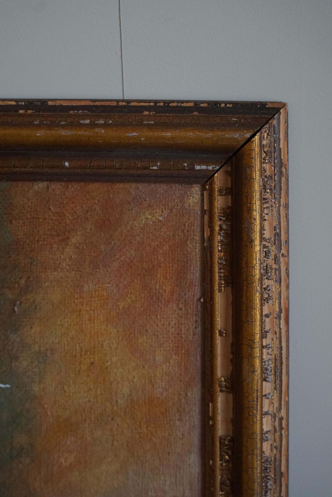 Large Oil On Canvas Painting, Unknown Danish Artist, Late 1800s photo vintage