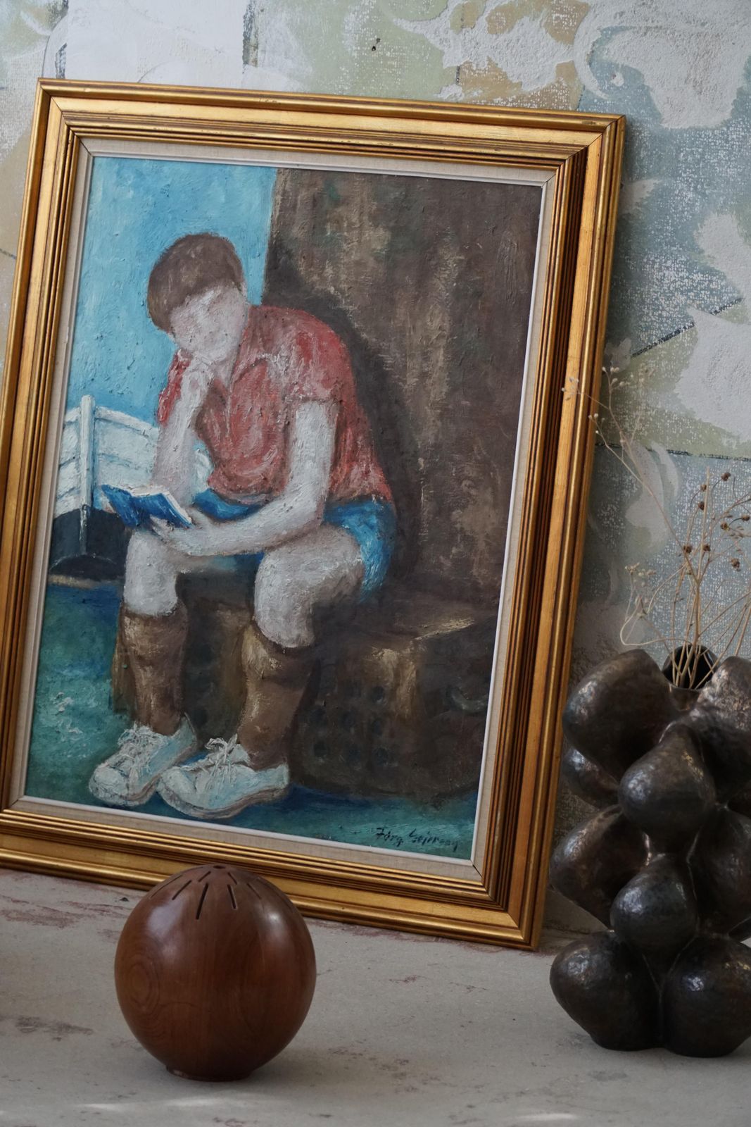 Oil Painting By Jørgen Sejersen, Danish Midcentury, 1960s photo vintage