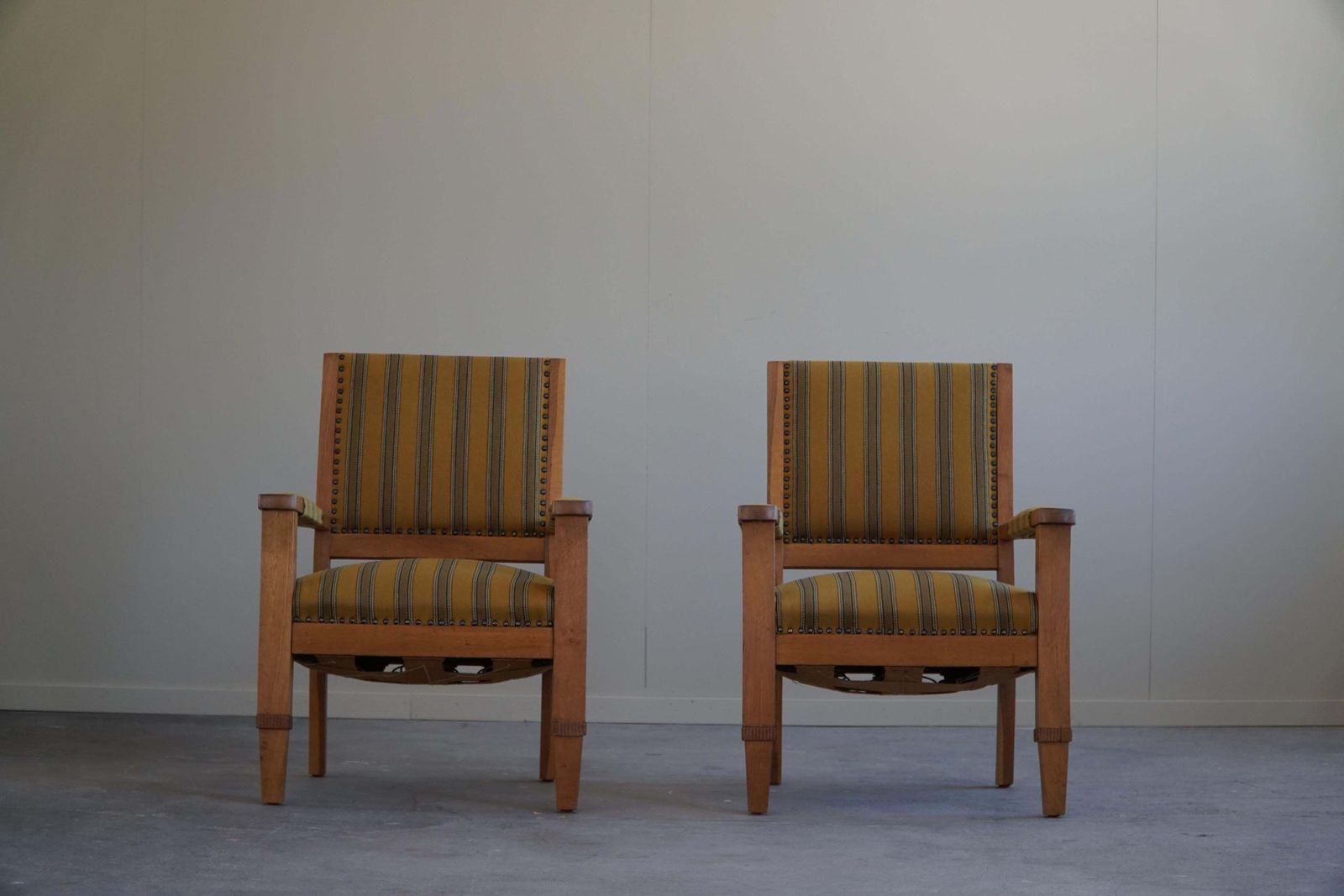 photo furniture Pair Of Art Deco Armchairs In Oak & Fabric, Danish Cabinetmaker, 1940s