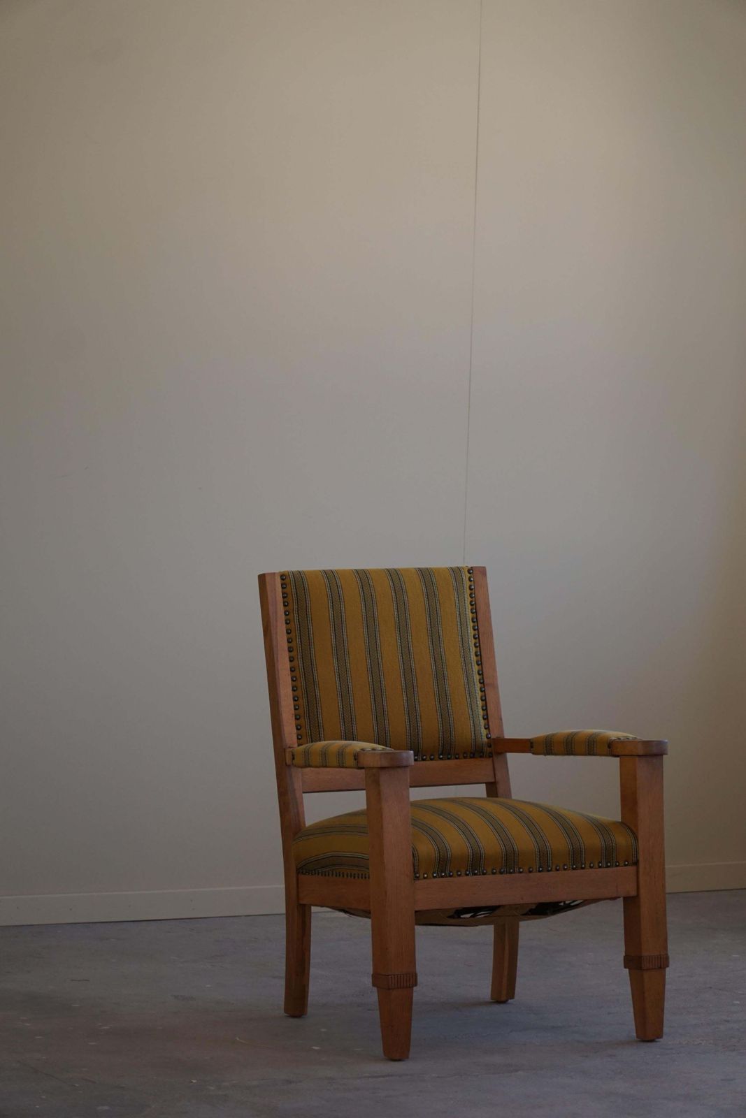photo for sale Pair Of Art Deco Armchairs In Oak & Fabric, Danish Cabinetmaker, 1940s
