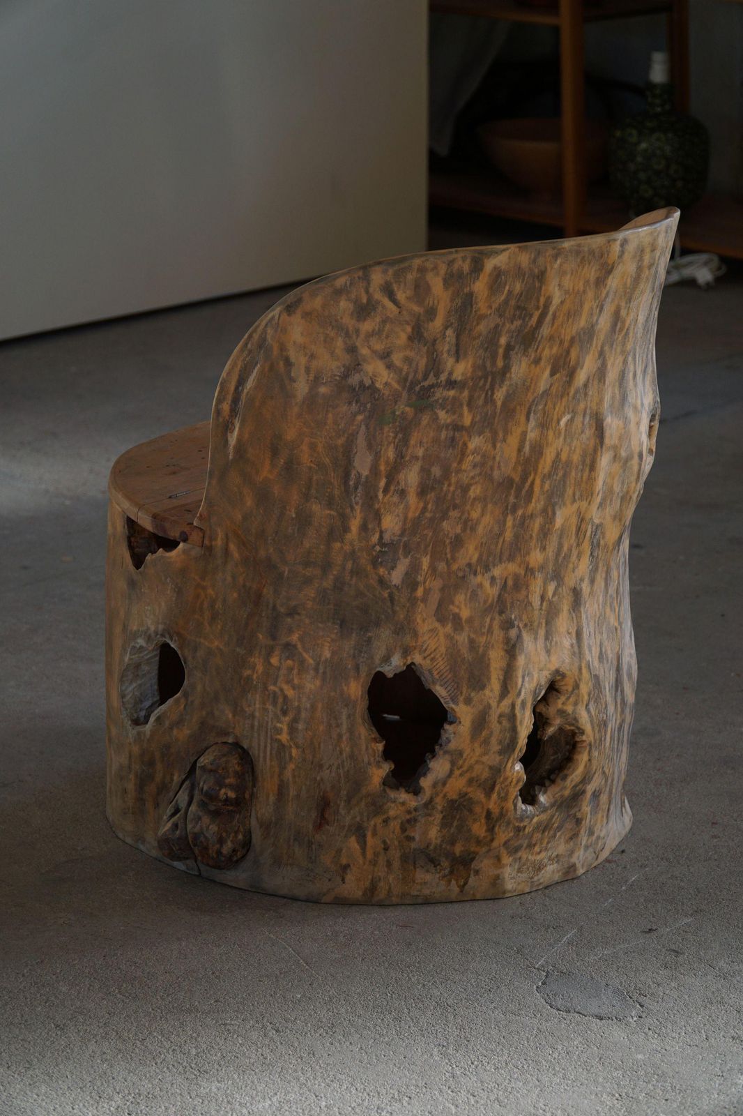 Mid Century Sculptural Brutalist Norwegian Stump Chair In Solid Wood photo 2206.0