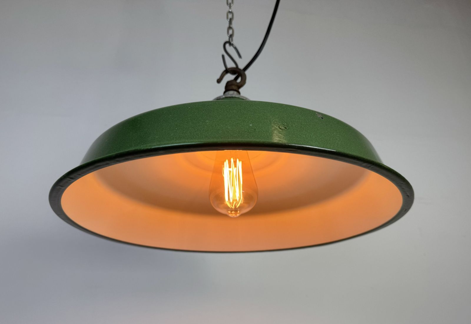 Lighting Industrial Green Enamel Factory Pendant Lamp, 1960s photo