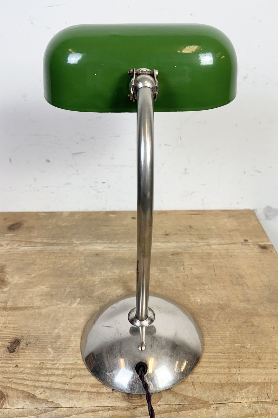 Vintage Green Enamel Bankers Table Lamp, 1950s photo Lighting