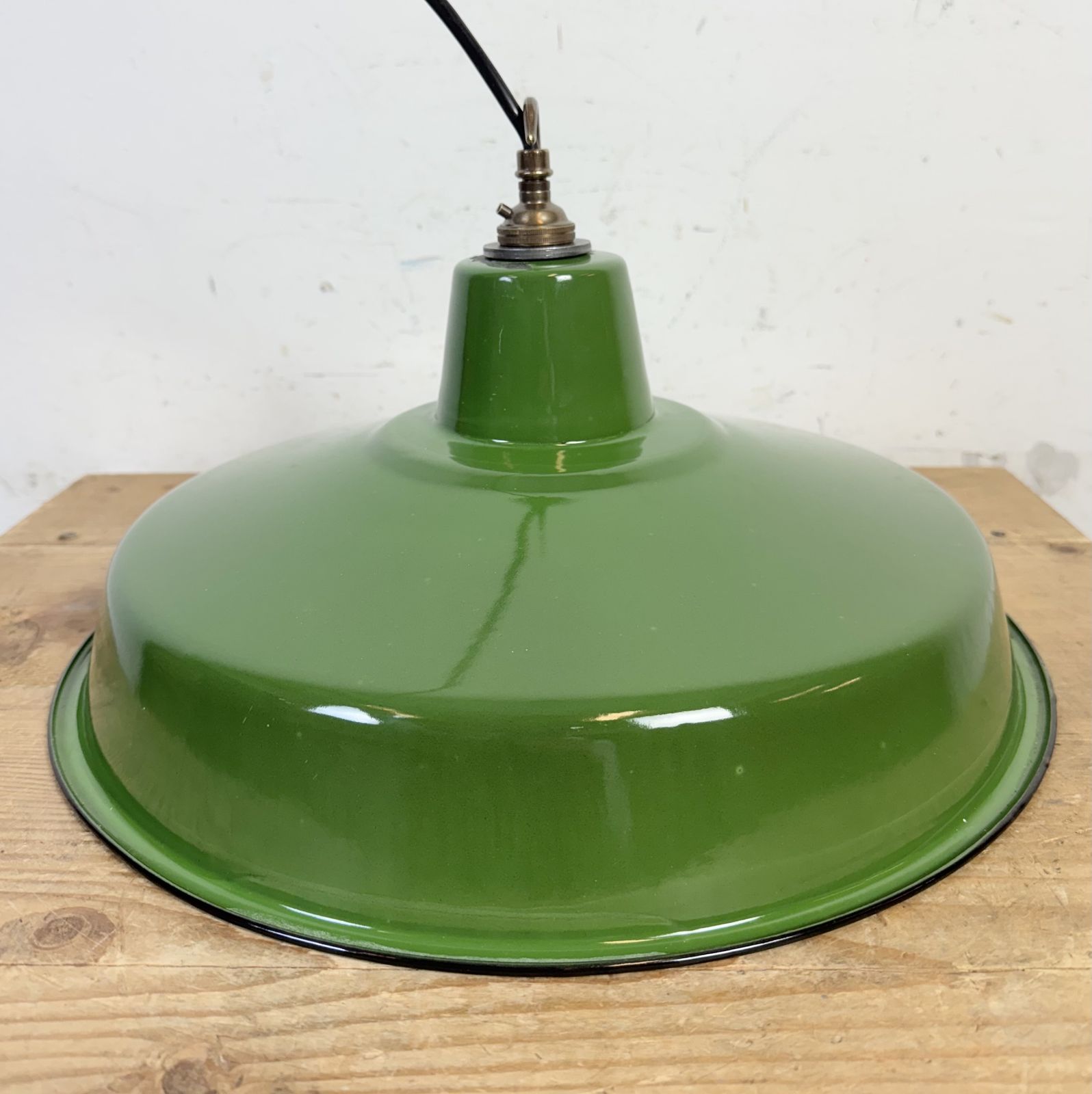 photo for sale Industrial Green Enamel Factory Pendant Lamp, 1960s, 2x