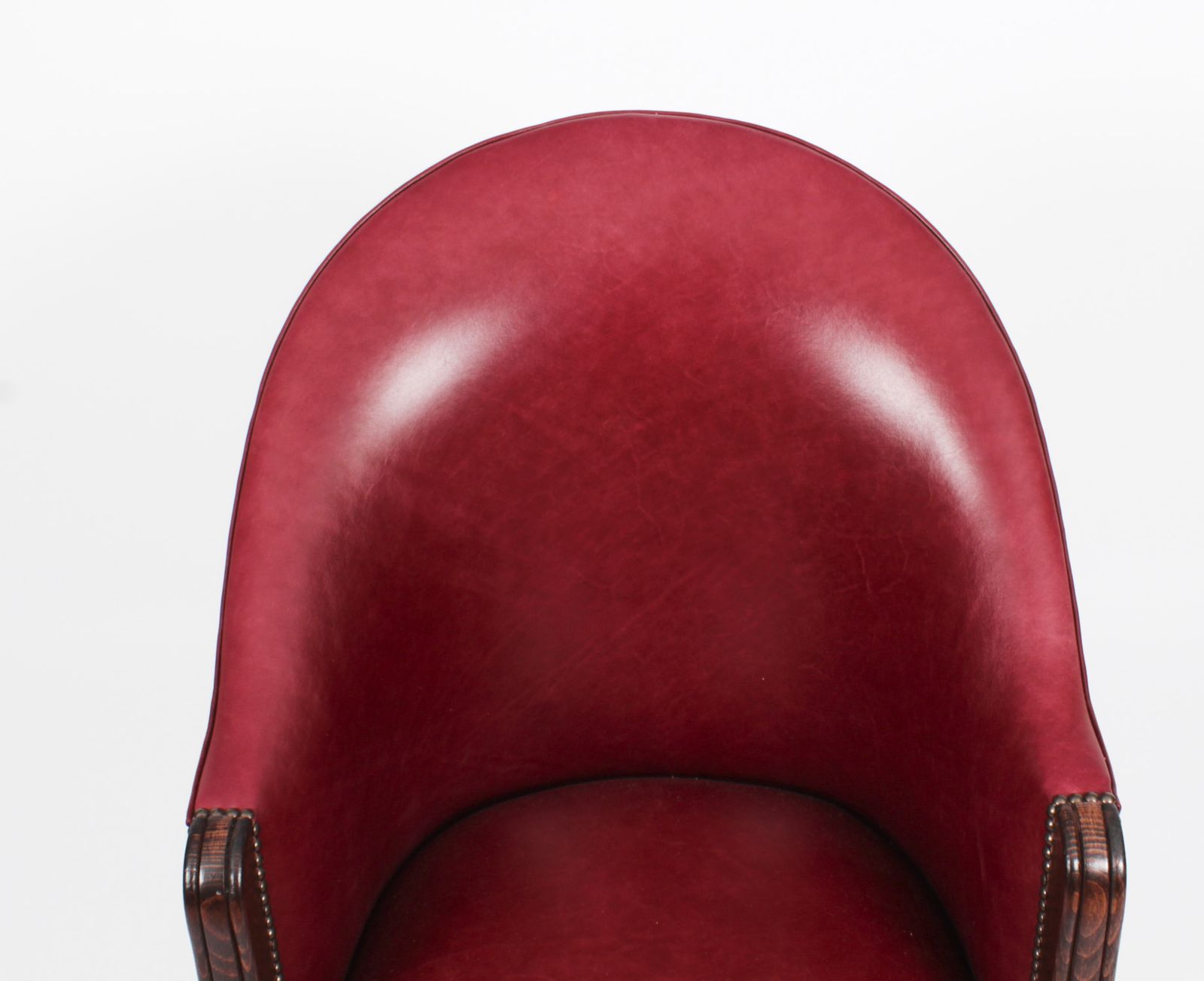 Bespoke English Handmade Leather Desk Chair Burgundy photo vintage