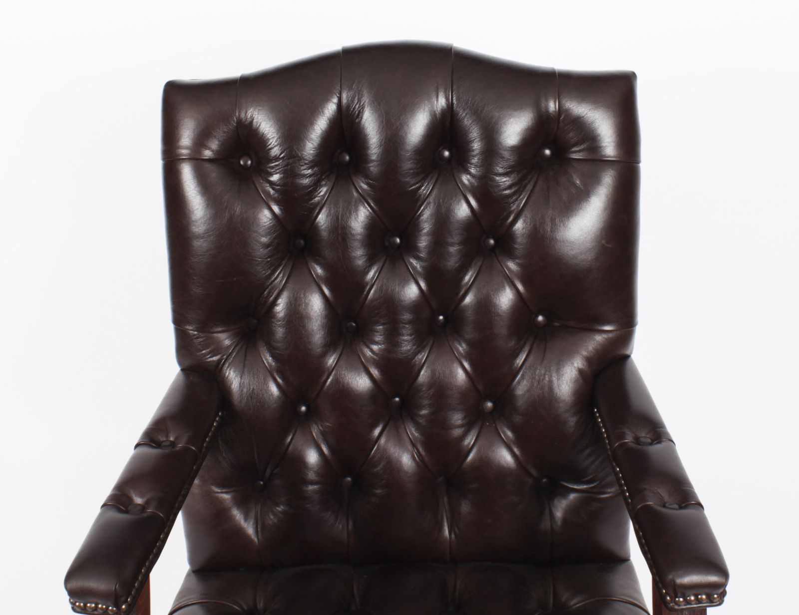 Bespoke English Handmade Gainsborough Leather Desk Chair Smoke Brown photo Furniture