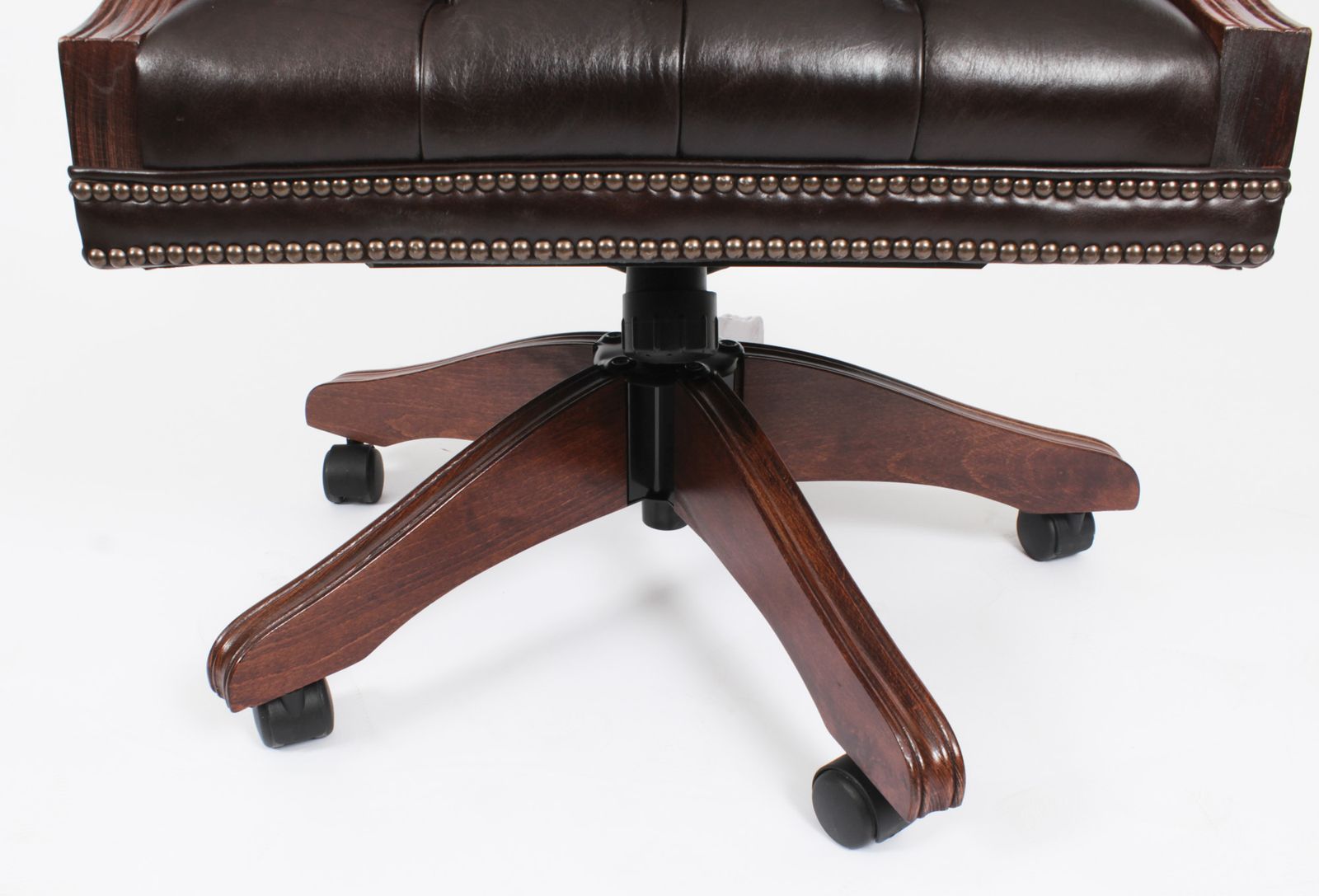 photo for sale Bespoke English Handmade Gainsborough Leather Desk Chair Smoke Brown