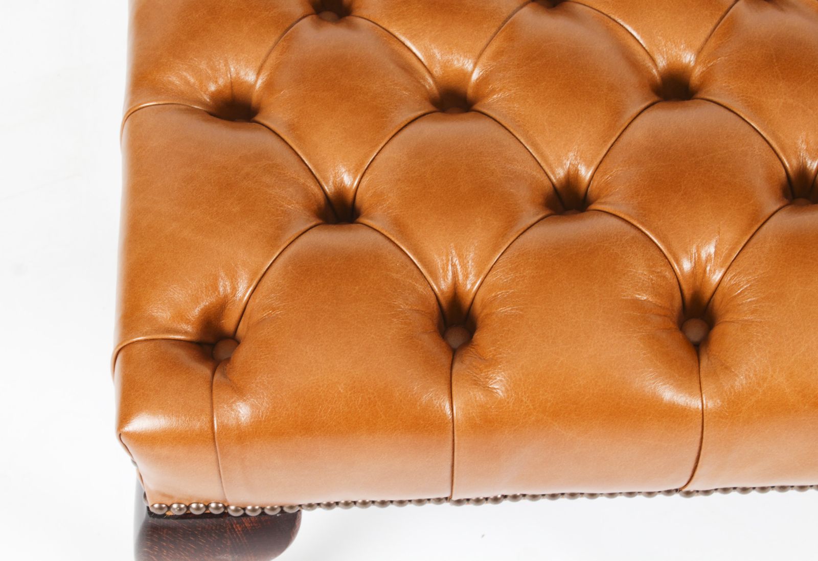 photo furniture Bespoke Pair Chippendale Ball & Claw Leather Stool Bruciato.