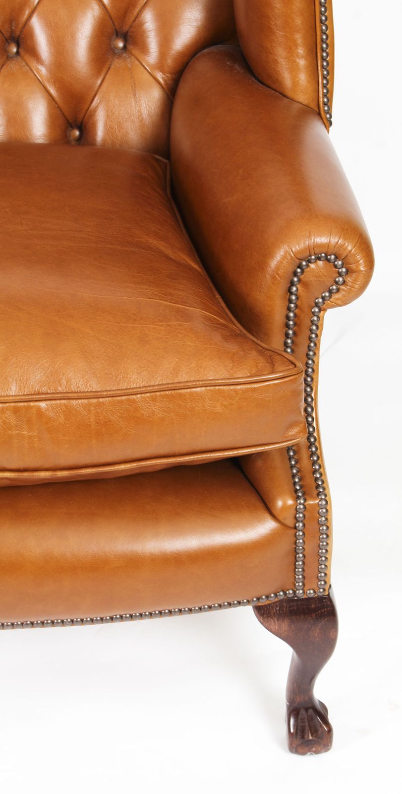 Bespoke English Leather Chippendale Club Settee Sofa Bruciato photo vinterior