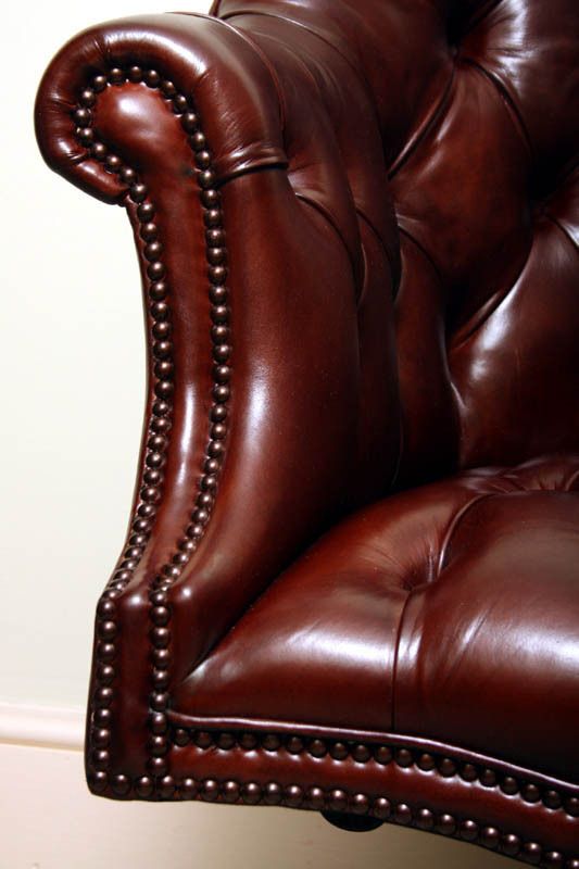 photo furniture Bespoke English Hand Made Leather Directors Desk Chair Dark Brown